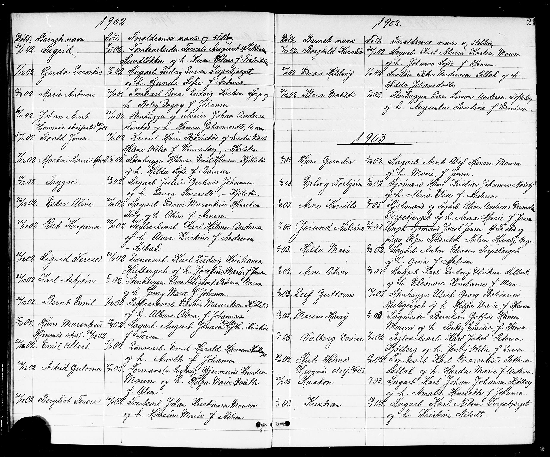 Borge prestekontor Kirkebøker, SAO/A-10903/G/Ga/L0002: Parish register (copy) no. I 2, 1875-1923, p. 21