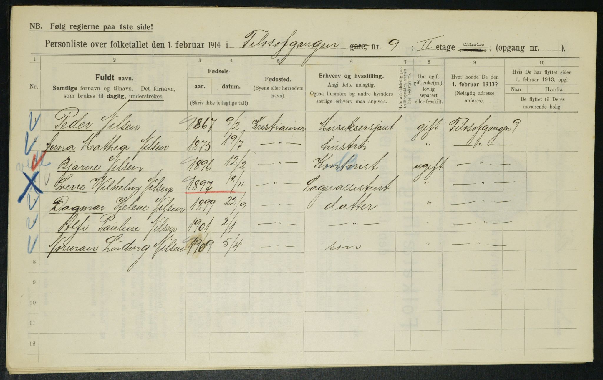 OBA, Municipal Census 1914 for Kristiania, 1914, p. 24415