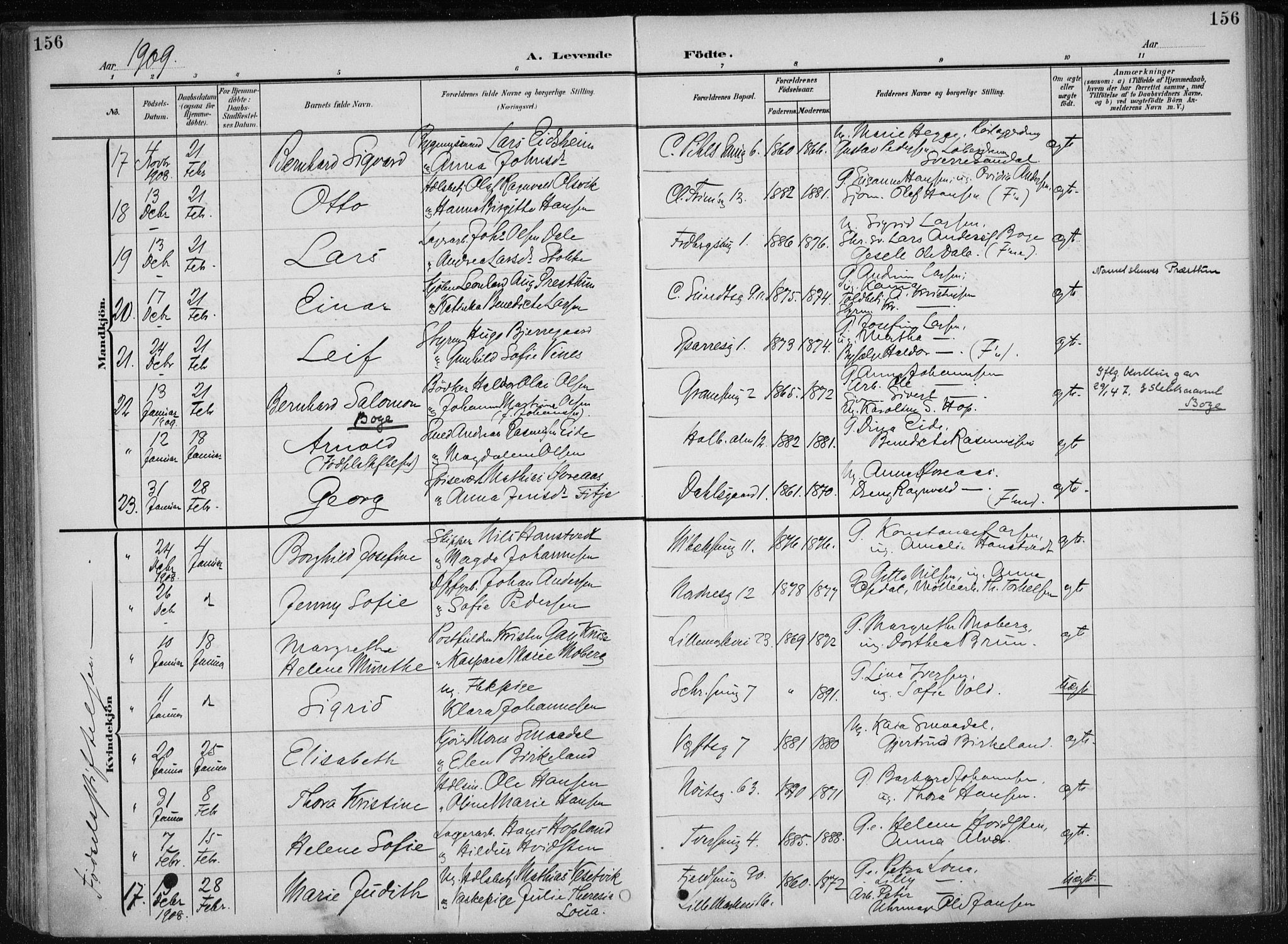 Nykirken Sokneprestembete, SAB/A-77101/H/Haa/L0019: Parish register (official) no. B 7, 1904-1916, p. 156