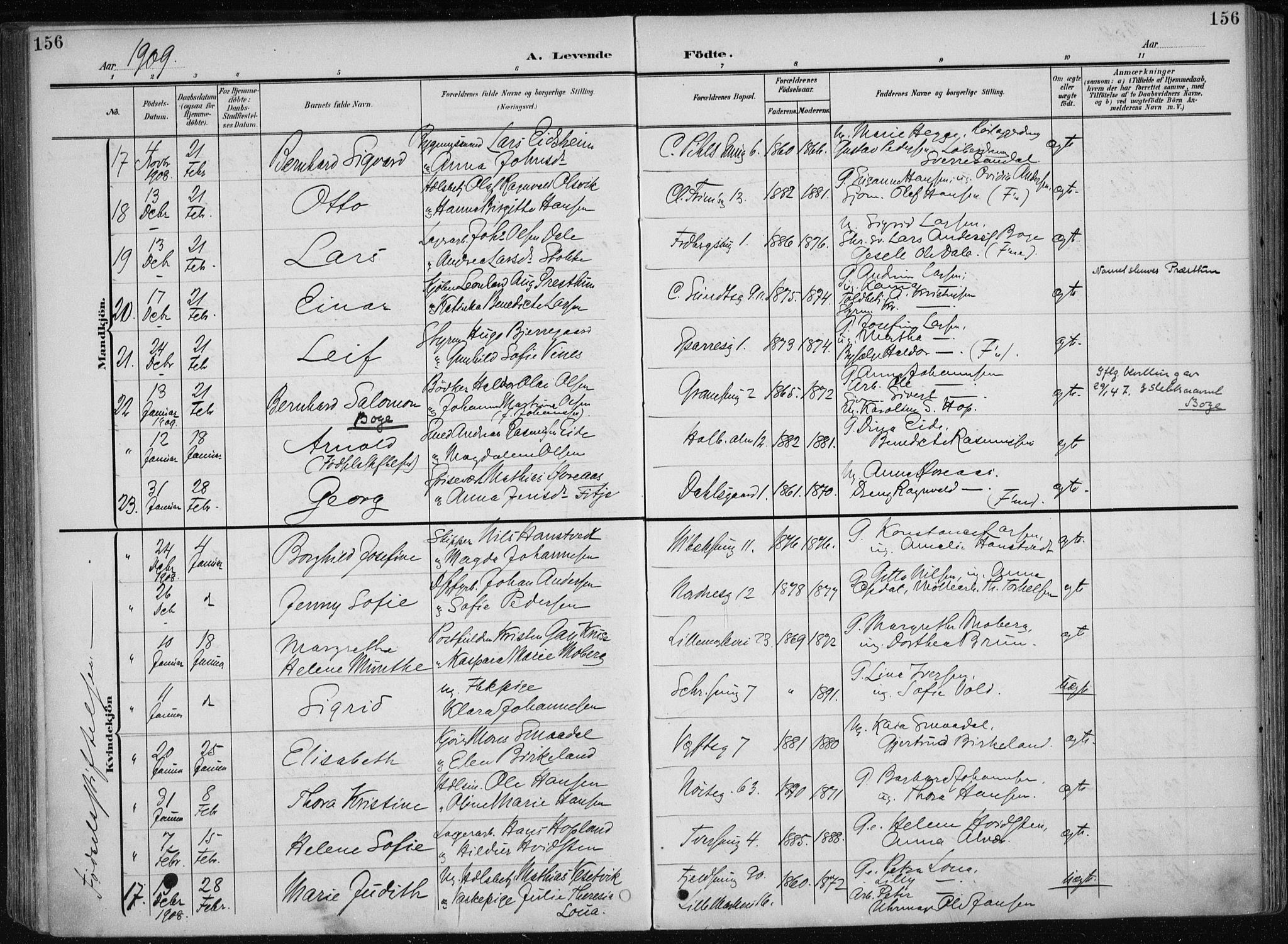 Nykirken Sokneprestembete, AV/SAB-A-77101/H/Haa/L0019: Parish register (official) no. B 7, 1904-1916, p. 156