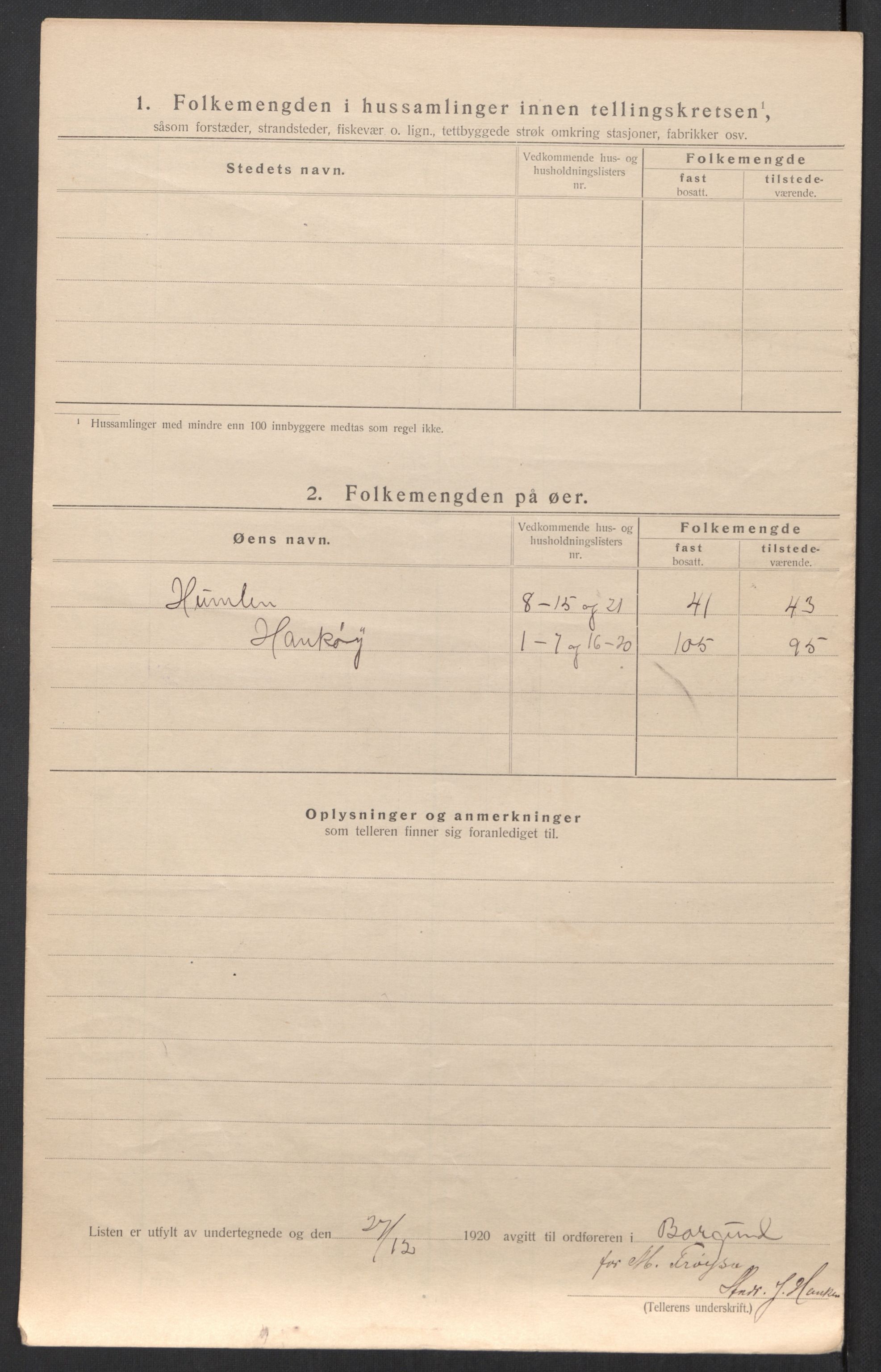 SAT, 1920 census for Borgund, 1920, p. 46