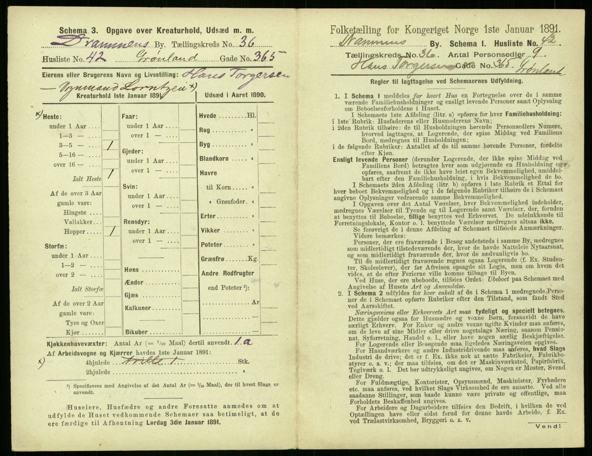 RA, 1891 census for 0602 Drammen, 1891, p. 3353