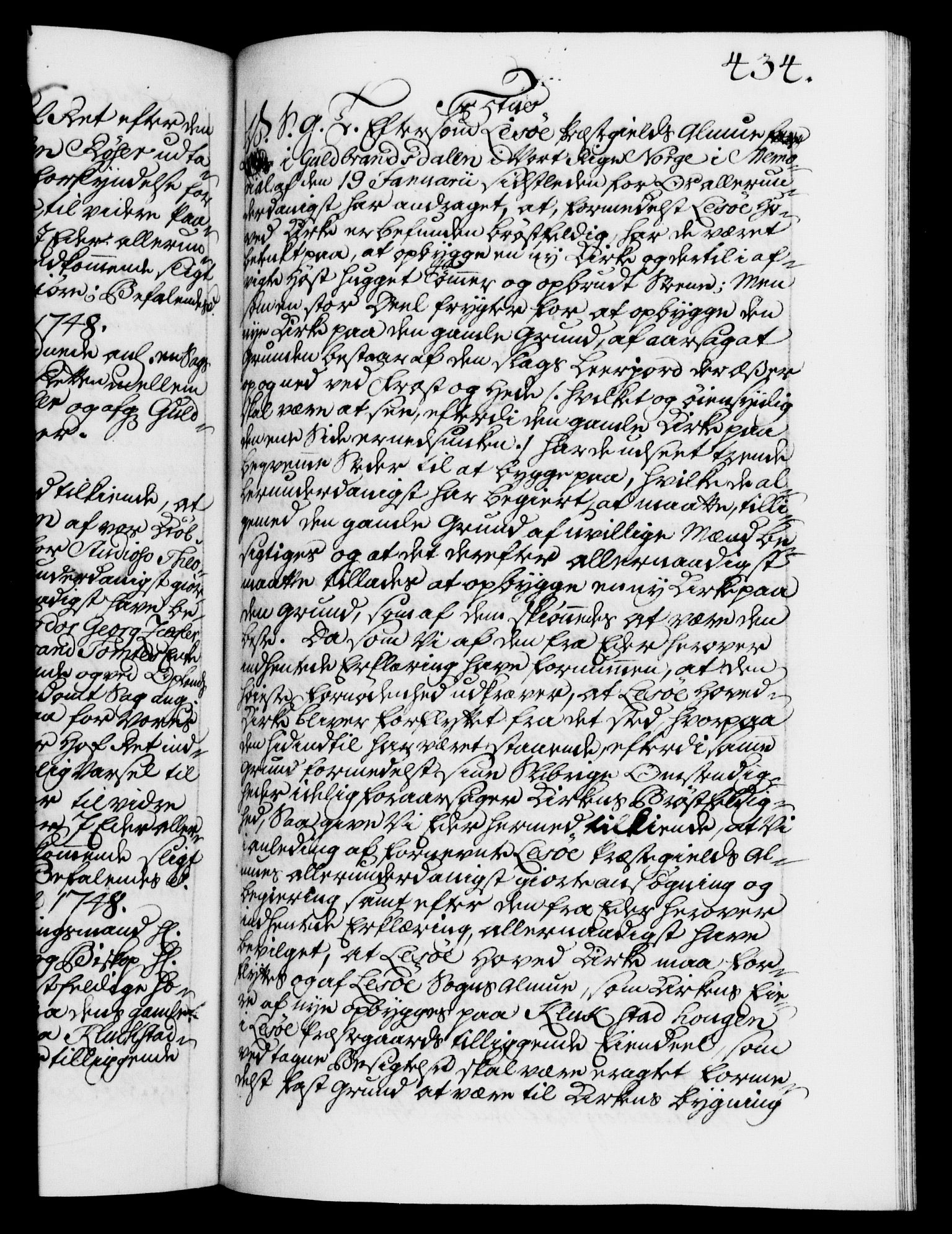 Danske Kanselli 1572-1799, AV/RA-EA-3023/F/Fc/Fca/Fcab/L0031: Norske tegnelser, 1746-1748, p. 434a