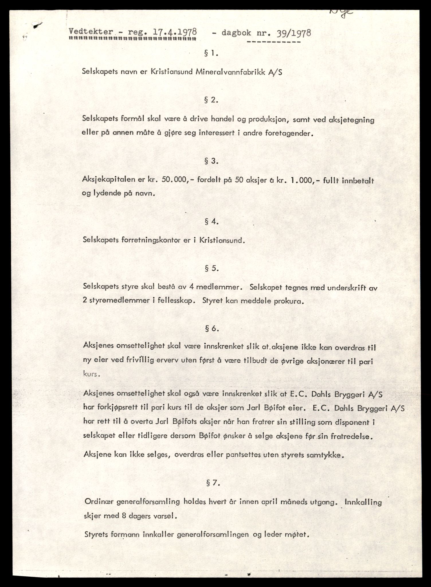 Kristiansund sorenskriveri, SAT/A-0019/2/J/Jd/Jde/L0017: Bilag, Kv-La, 1944-1990, p. 1