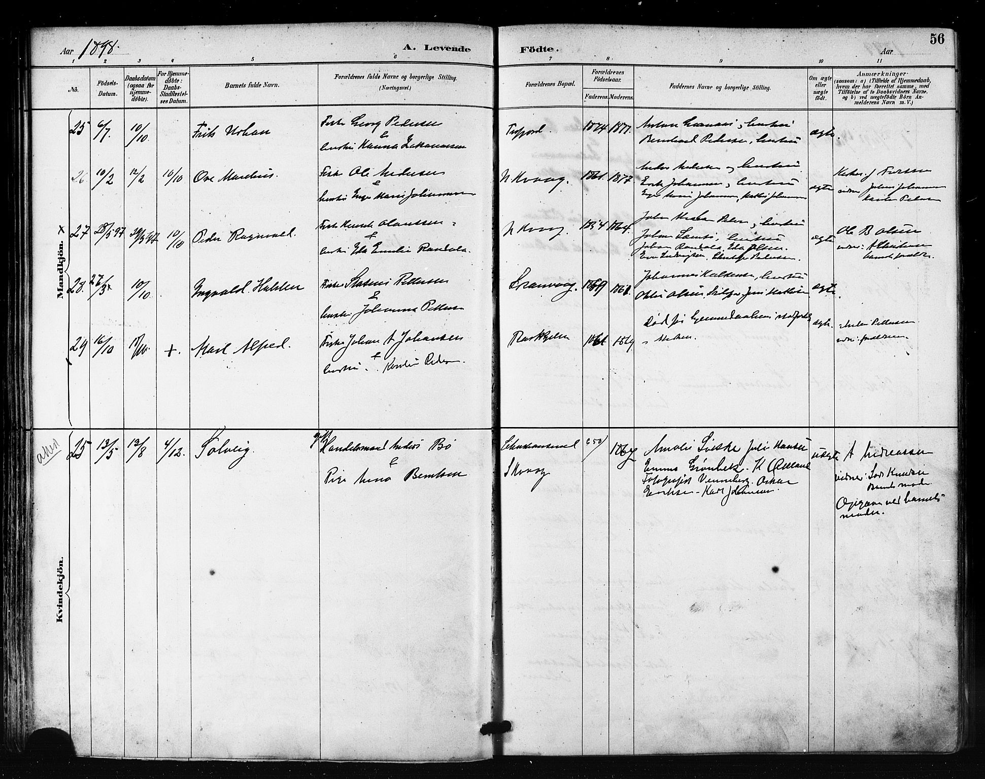 Måsøy sokneprestkontor, AV/SATØ-S-1348/H/Ha/L0007kirke: Parish register (official) no. 7, 1887-1899, p. 56