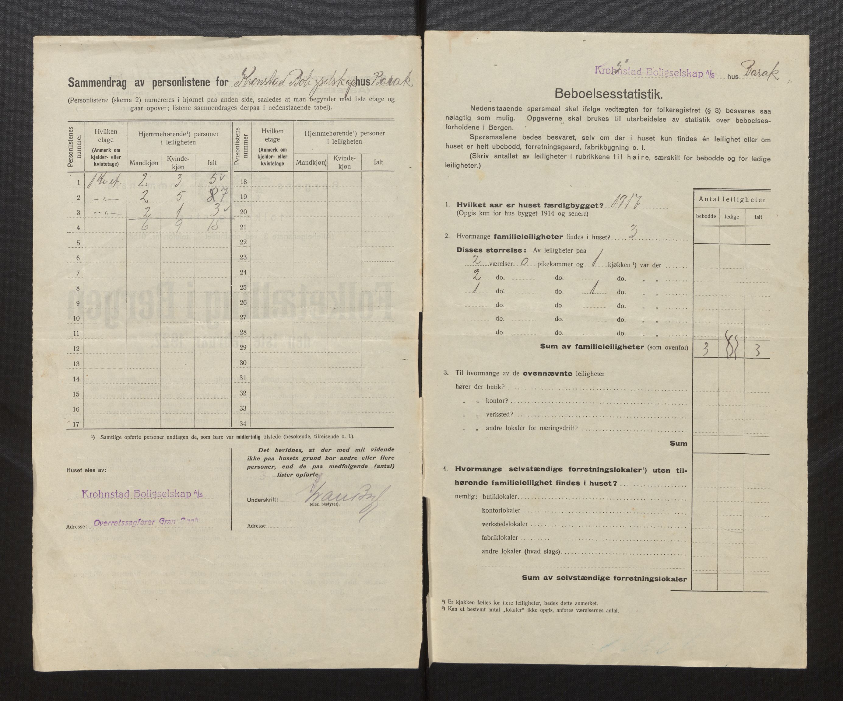 SAB, Municipal Census 1922 for Bergen, 1922, p. 56726