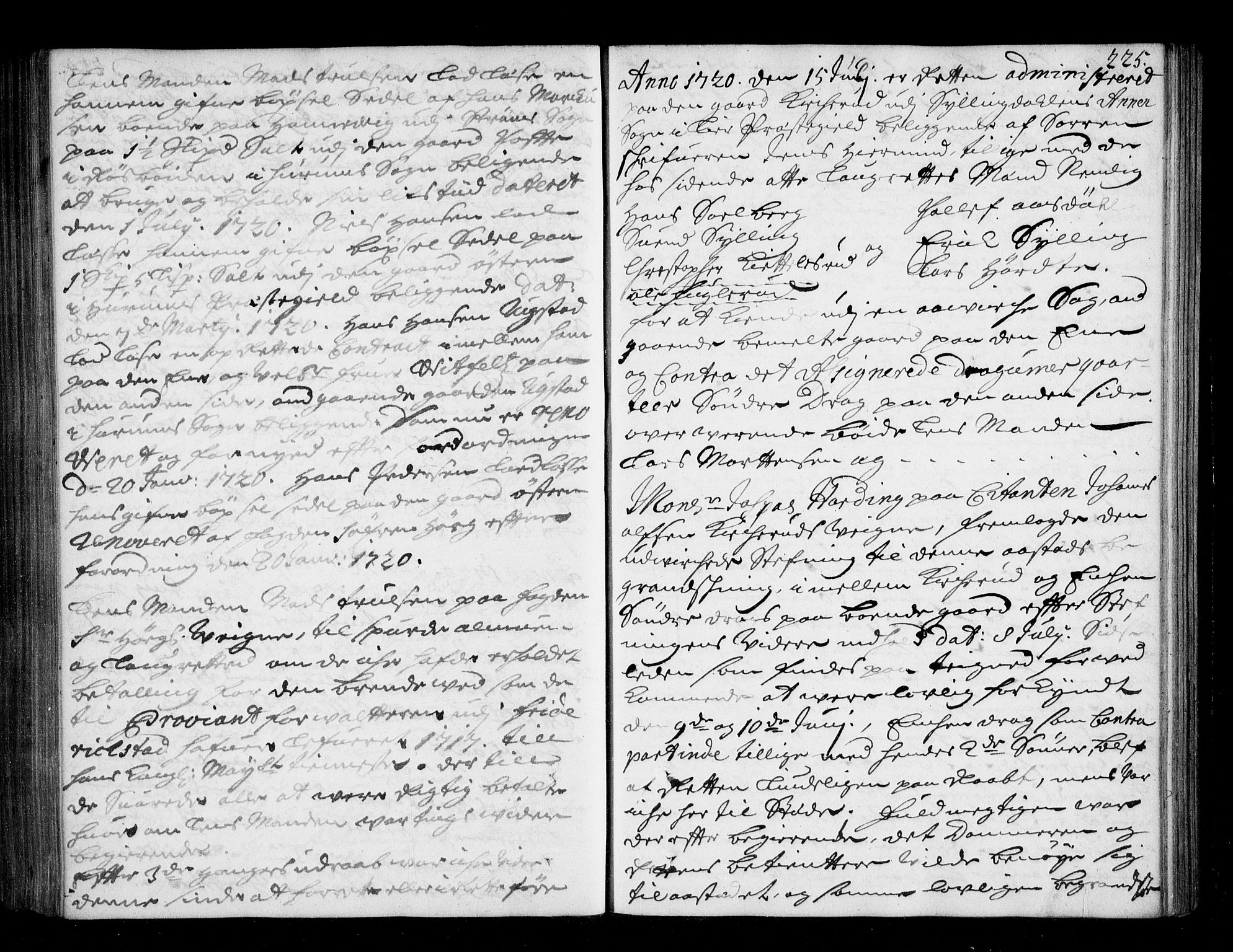 Lier, Røyken og Hurum sorenskriveri, SAKO/A-89/F/Fa/L0044: Tingbok, 1716-1721, p. 225