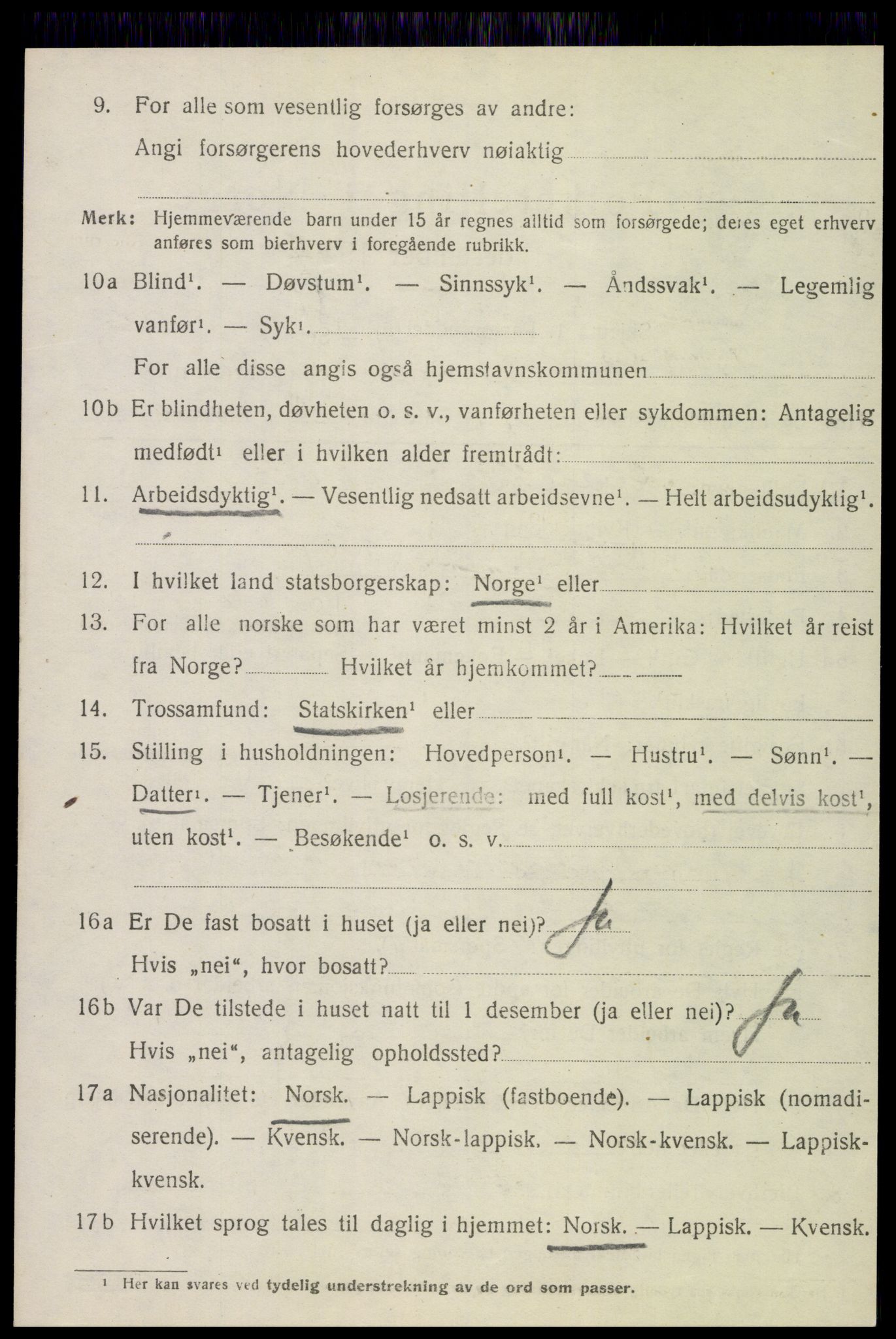 SAT, 1920 census for Frosta, 1920, p. 3509