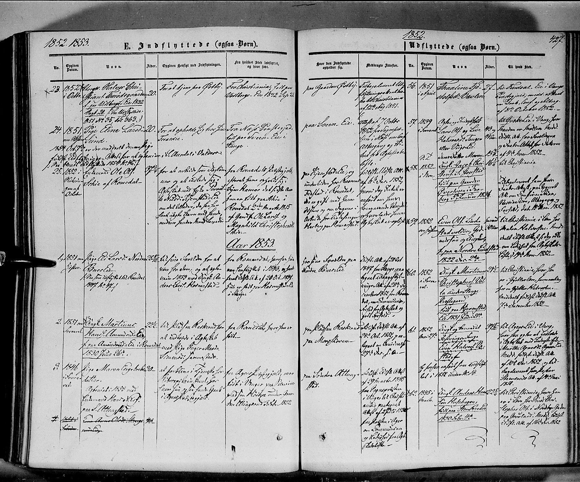 Stange prestekontor, SAH/PREST-002/K/L0012: Parish register (official) no. 12, 1852-1862, p. 427