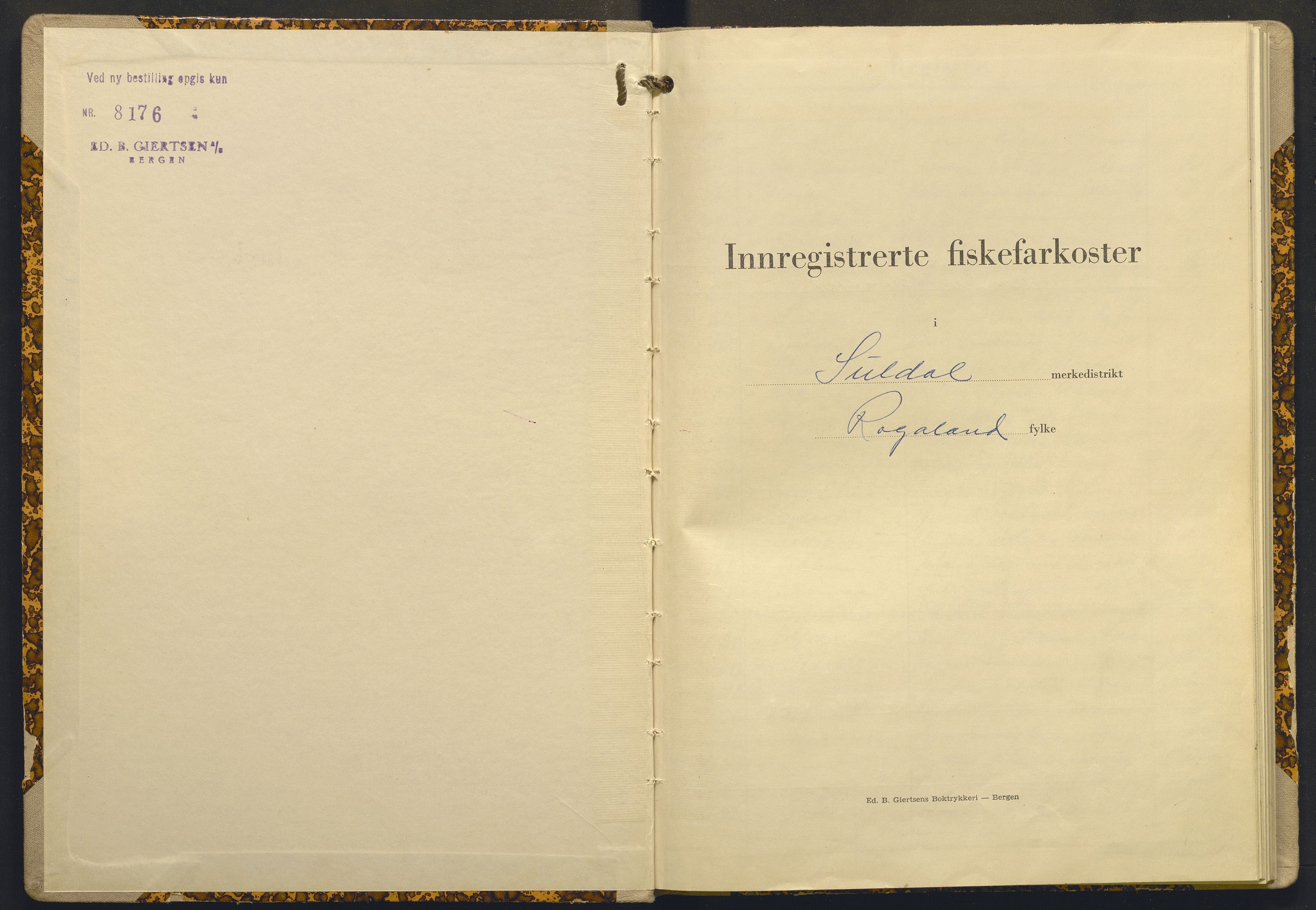 Fiskeridirektoratet - 1 Adm. ledelse - 13 Båtkontoret, AV/SAB-A-2003/I/Ia/Iai/L0120: 135.0944/1 Merkeprotokoll - Suldal, 1964-1968