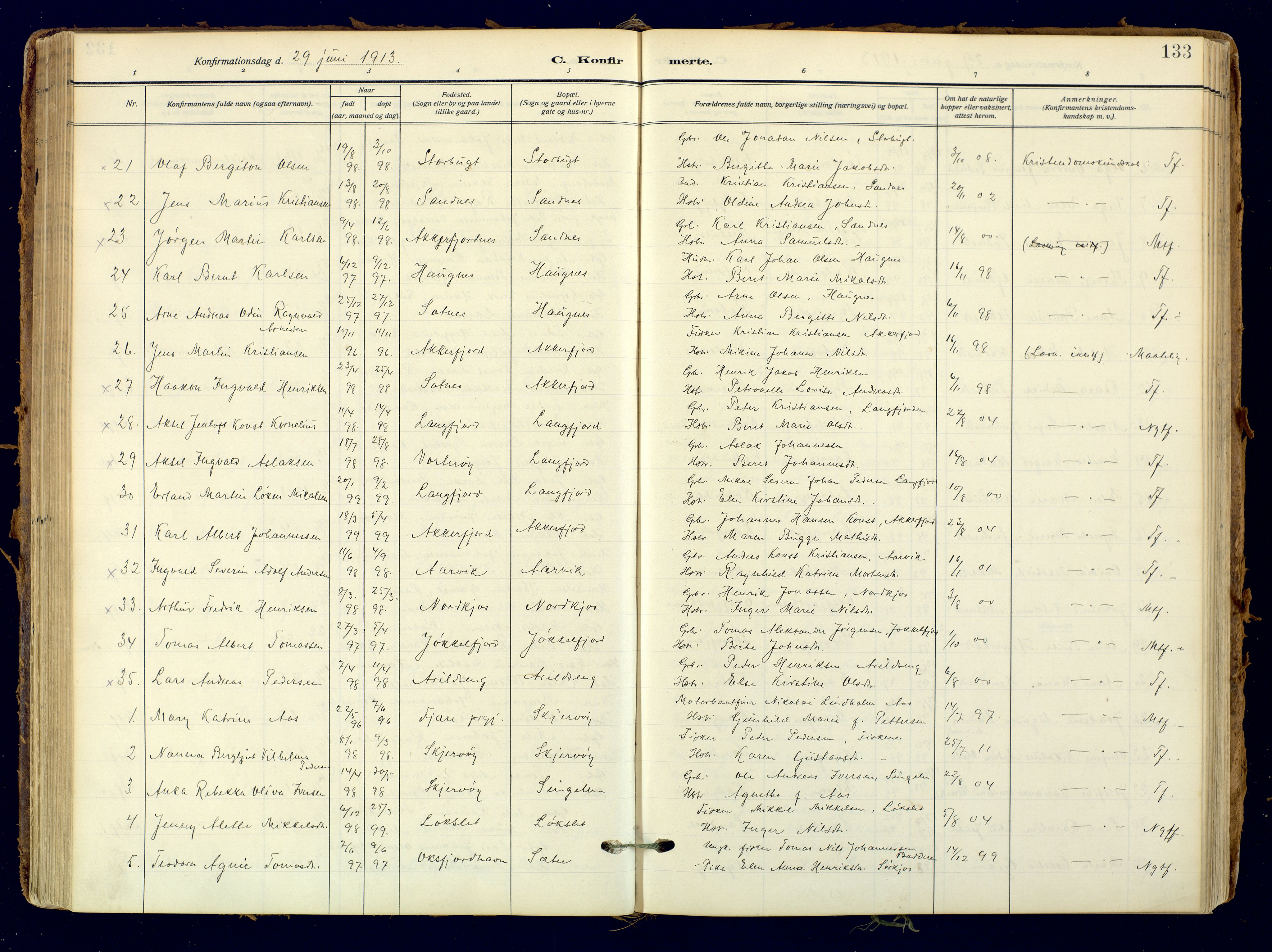 Skjervøy sokneprestkontor, AV/SATØ-S-1300/H/Ha/Haa: Parish register (official) no. 18, 1910-1926, p. 133