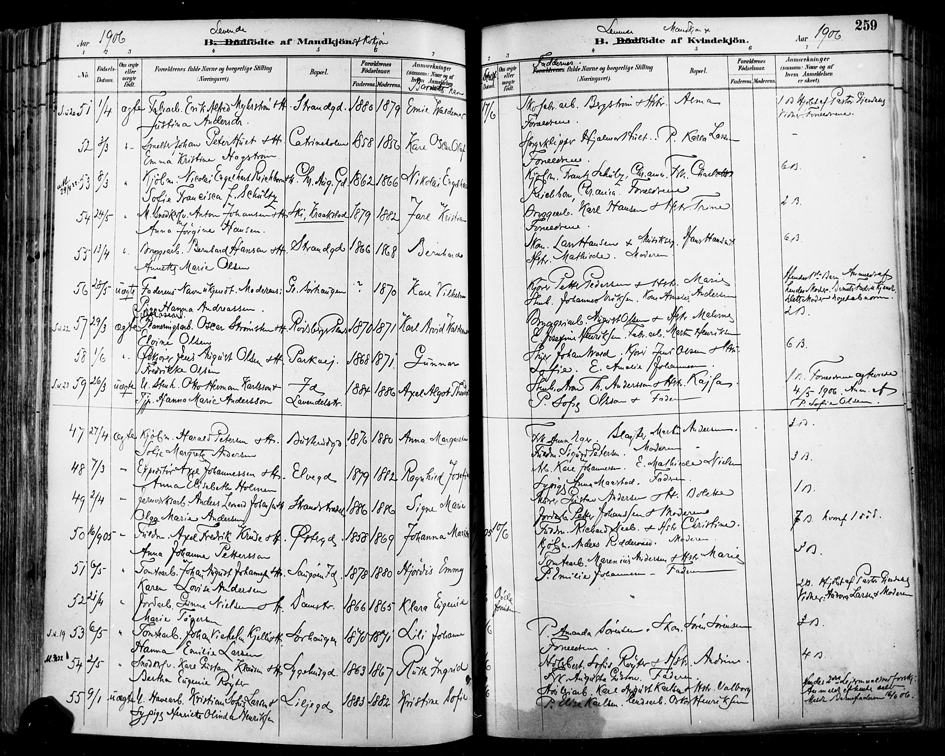 Halden prestekontor Kirkebøker, SAO/A-10909/F/Fa/L0013: Parish register (official) no. I 13, 1890-1906, p. 259