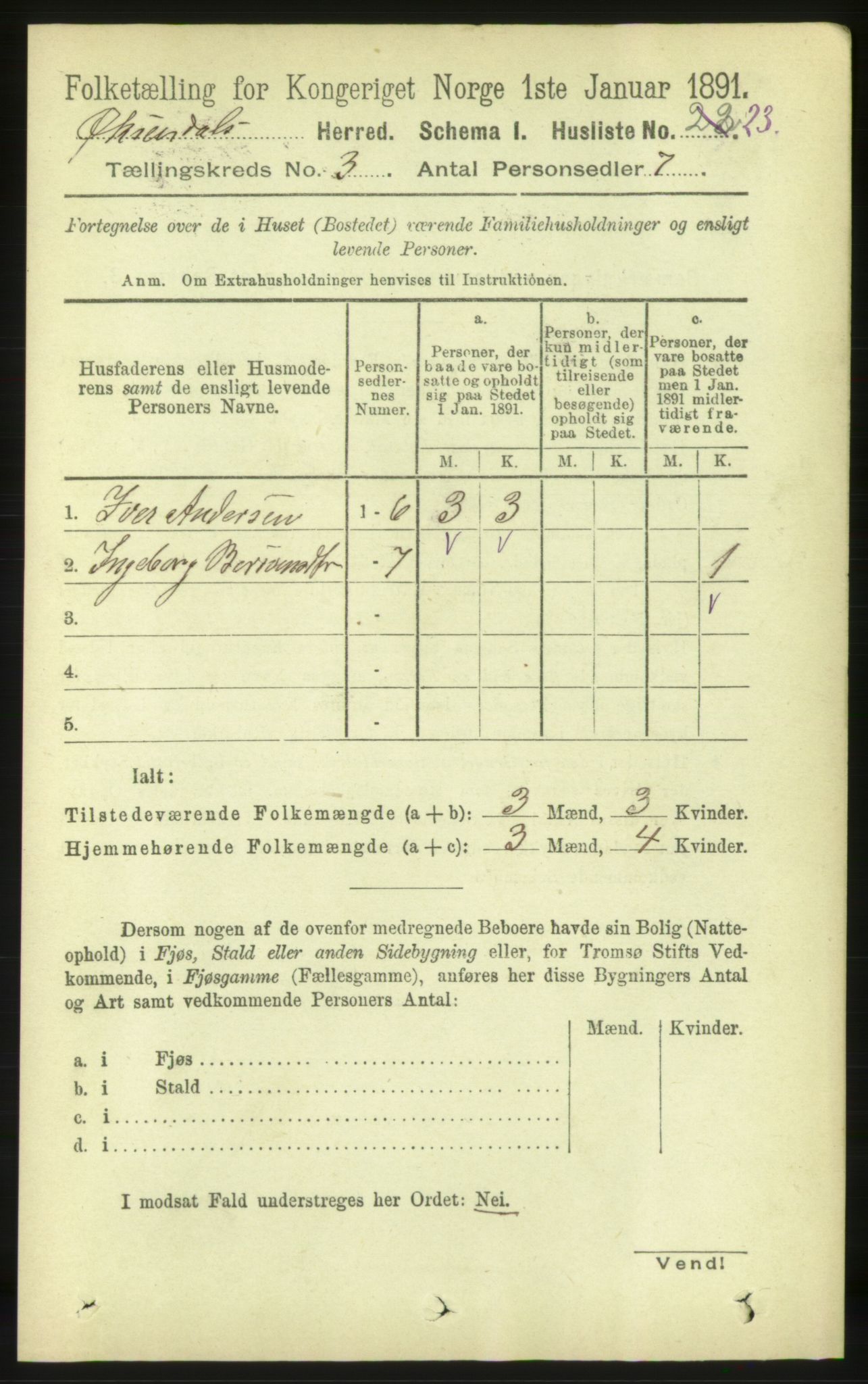 RA, 1891 census for 1561 Øksendal, 1891, p. 594