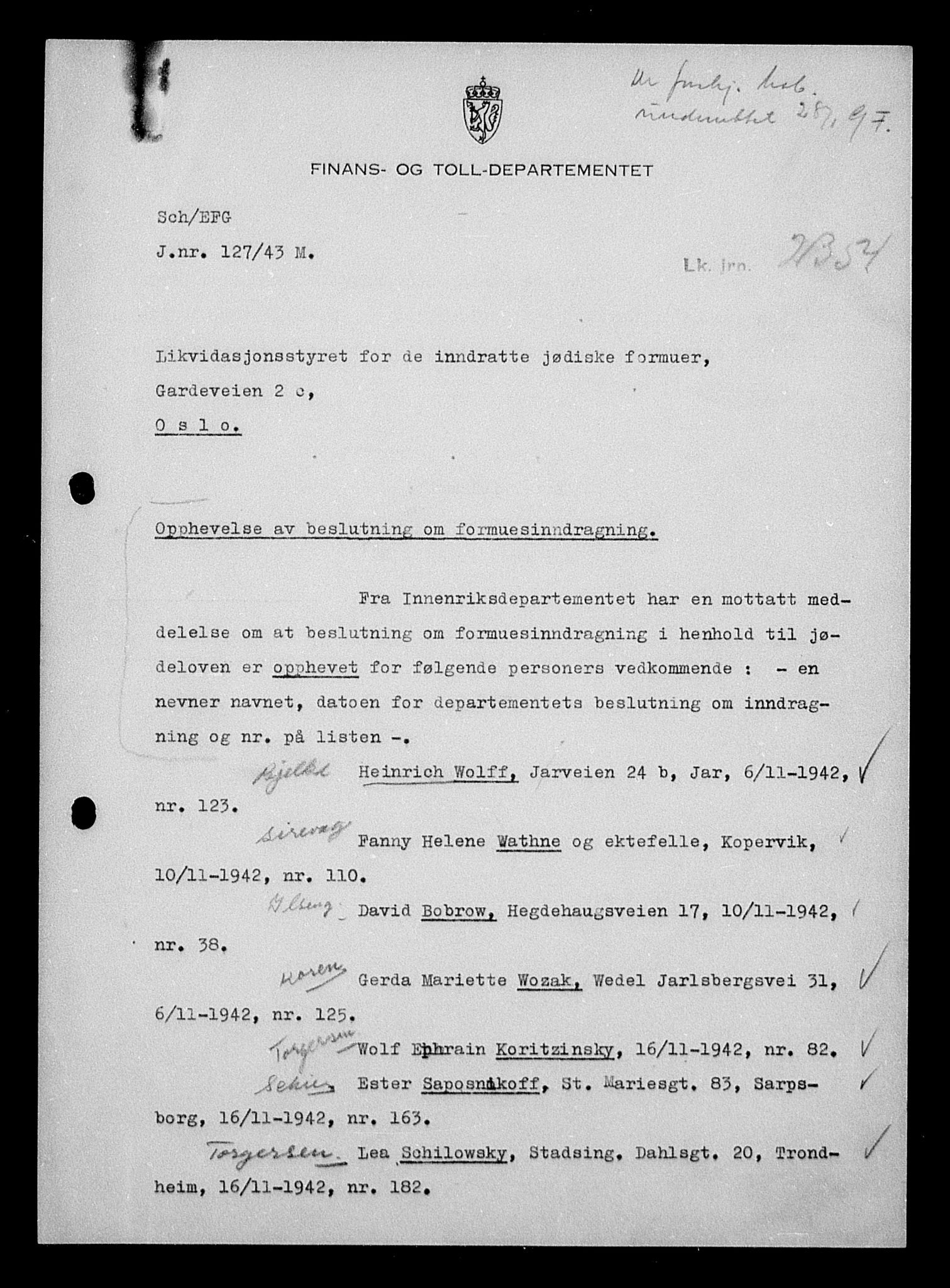 Justisdepartementet, Tilbakeføringskontoret for inndratte formuer, AV/RA-S-1564/H/Hc/Hca/L0902: --, 1945-1947, p. 614