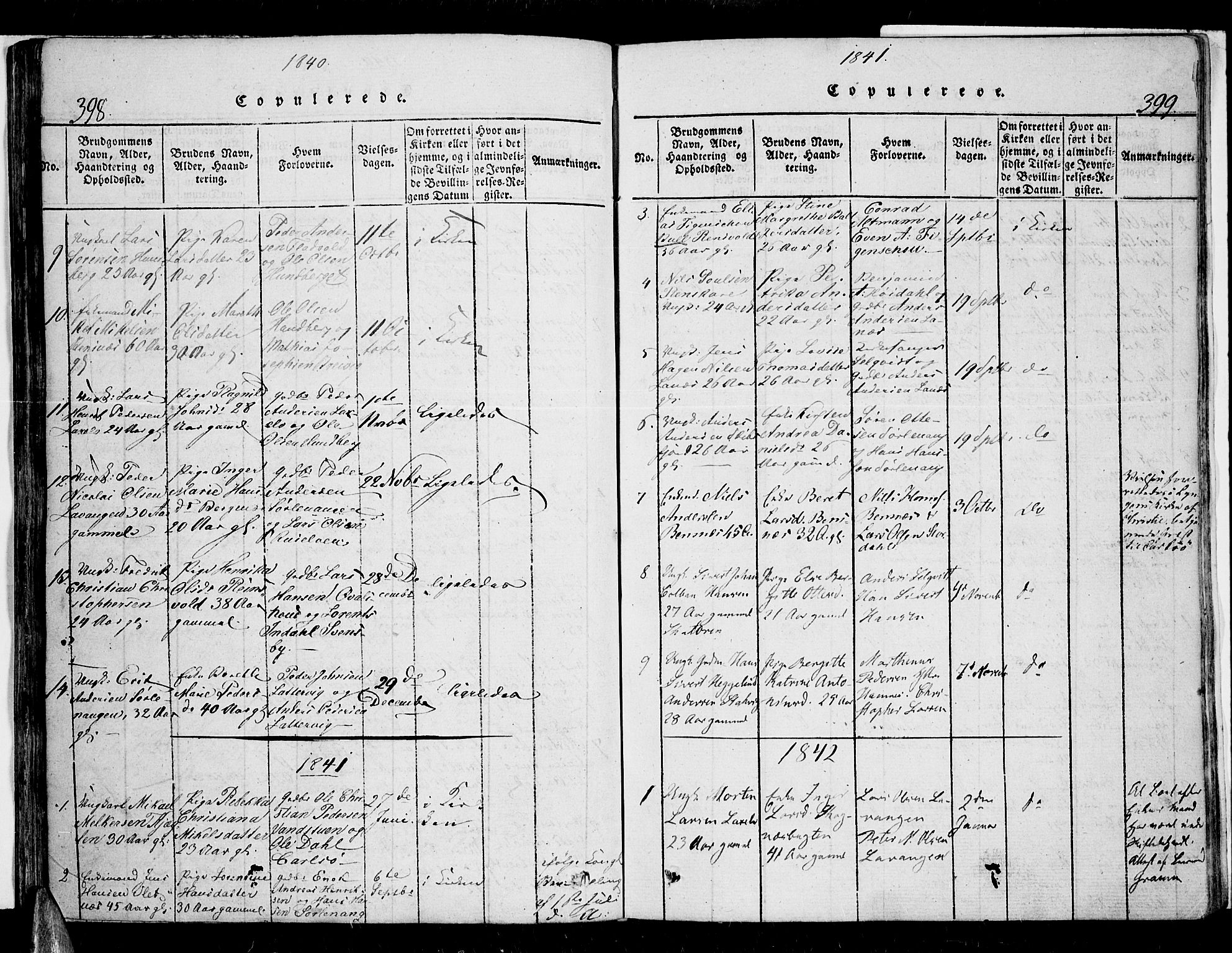 Karlsøy sokneprestembete, AV/SATØ-S-1299/H/Ha/Haa/L0002kirke: Parish register (official) no. 2, 1823-1842, p. 398-399