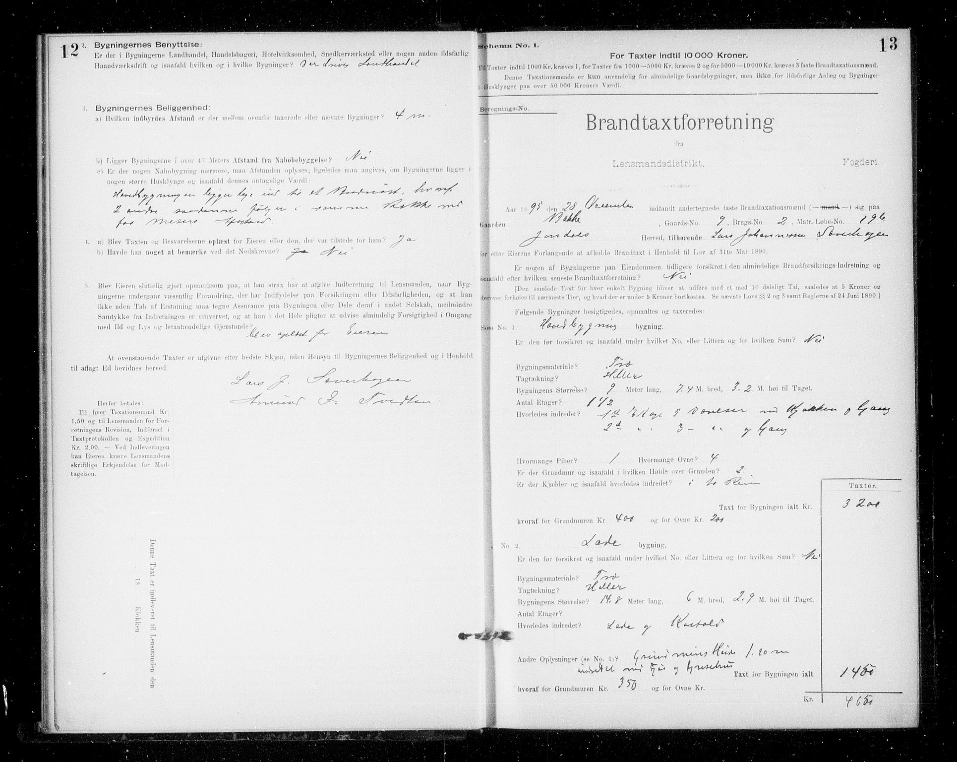 Lensmannen i Jondal, SAB/A-33101/0012/L0005: Branntakstprotokoll, skjematakst, 1894-1951, p. 12-13