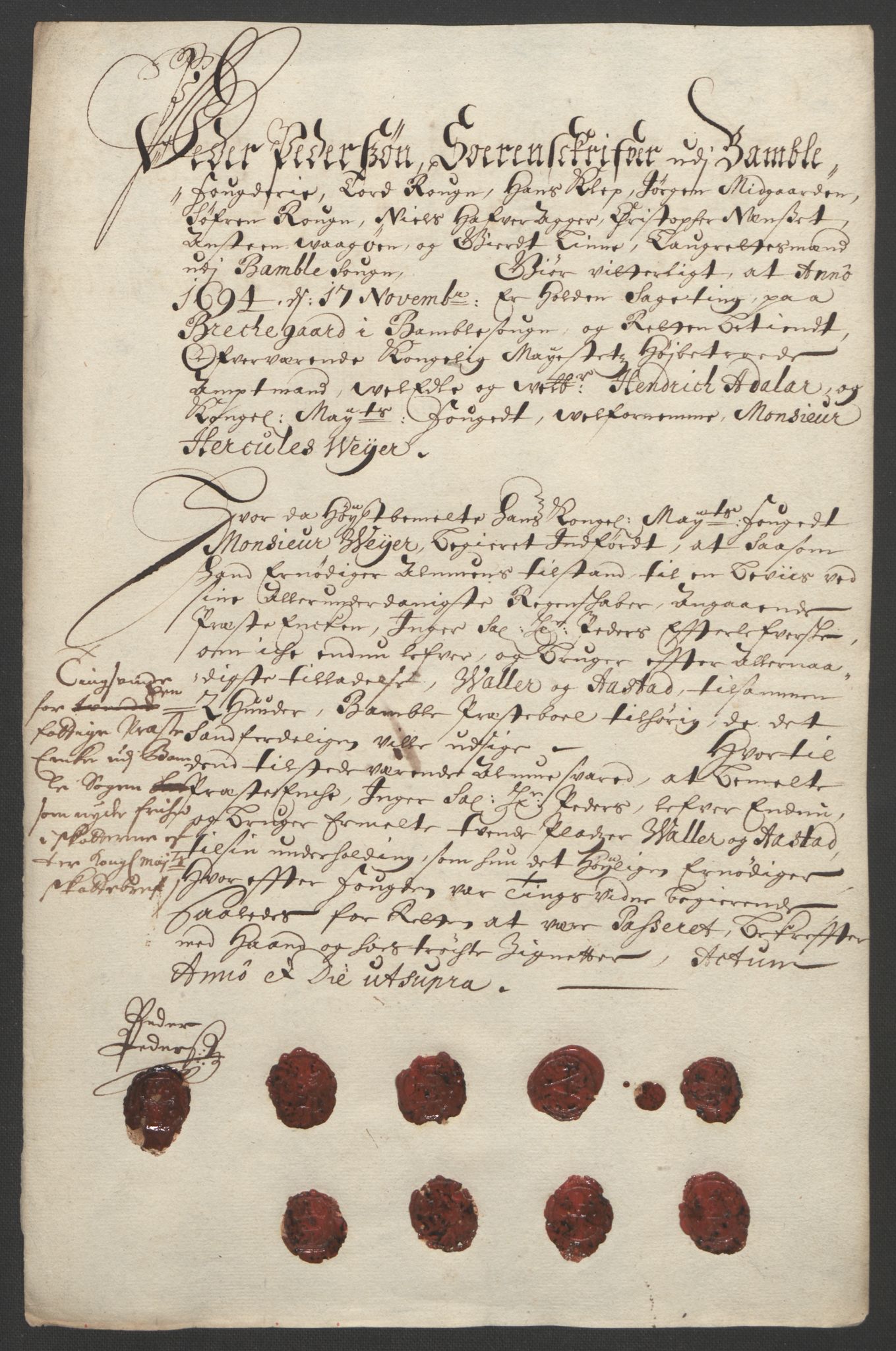 Rentekammeret inntil 1814, Reviderte regnskaper, Fogderegnskap, RA/EA-4092/R36/L2092: Fogderegnskap Øvre og Nedre Telemark og Bamble, 1694, p. 237
