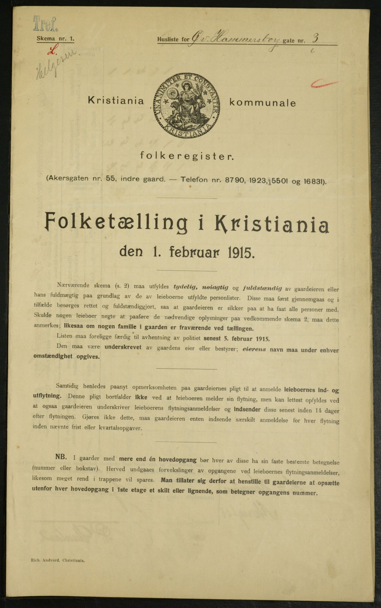 OBA, Municipal Census 1915 for Kristiania, 1915, p. 130462