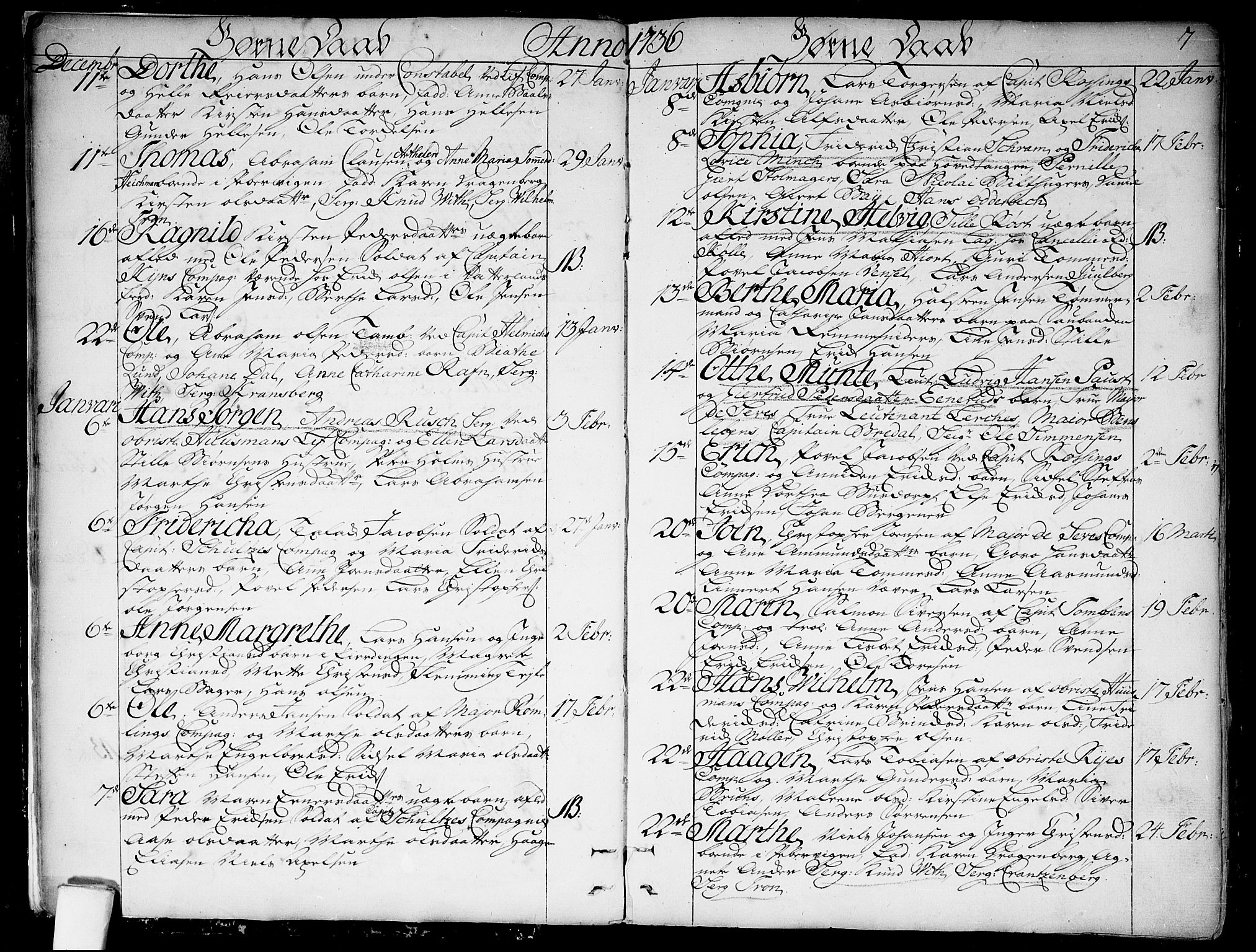 Garnisonsmenigheten Kirkebøker, SAO/A-10846/F/Fa/L0001: Parish register (official) no. 1, 1734-1756, p. 7
