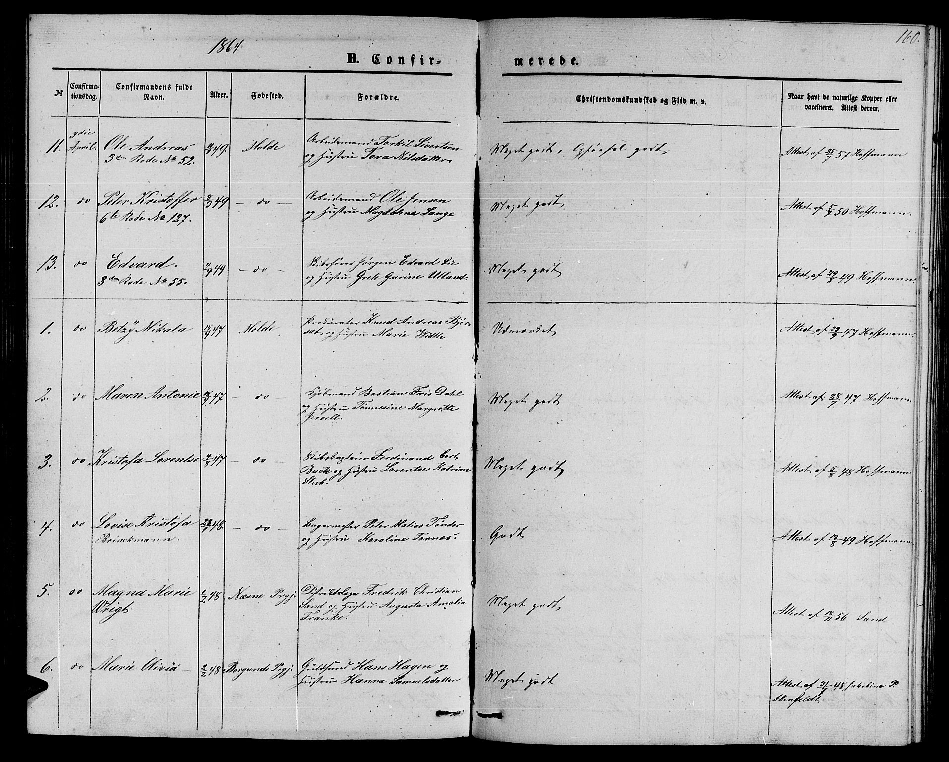 Ministerialprotokoller, klokkerbøker og fødselsregistre - Møre og Romsdal, AV/SAT-A-1454/558/L0701: Parish register (copy) no. 558C02, 1862-1879, p. 160