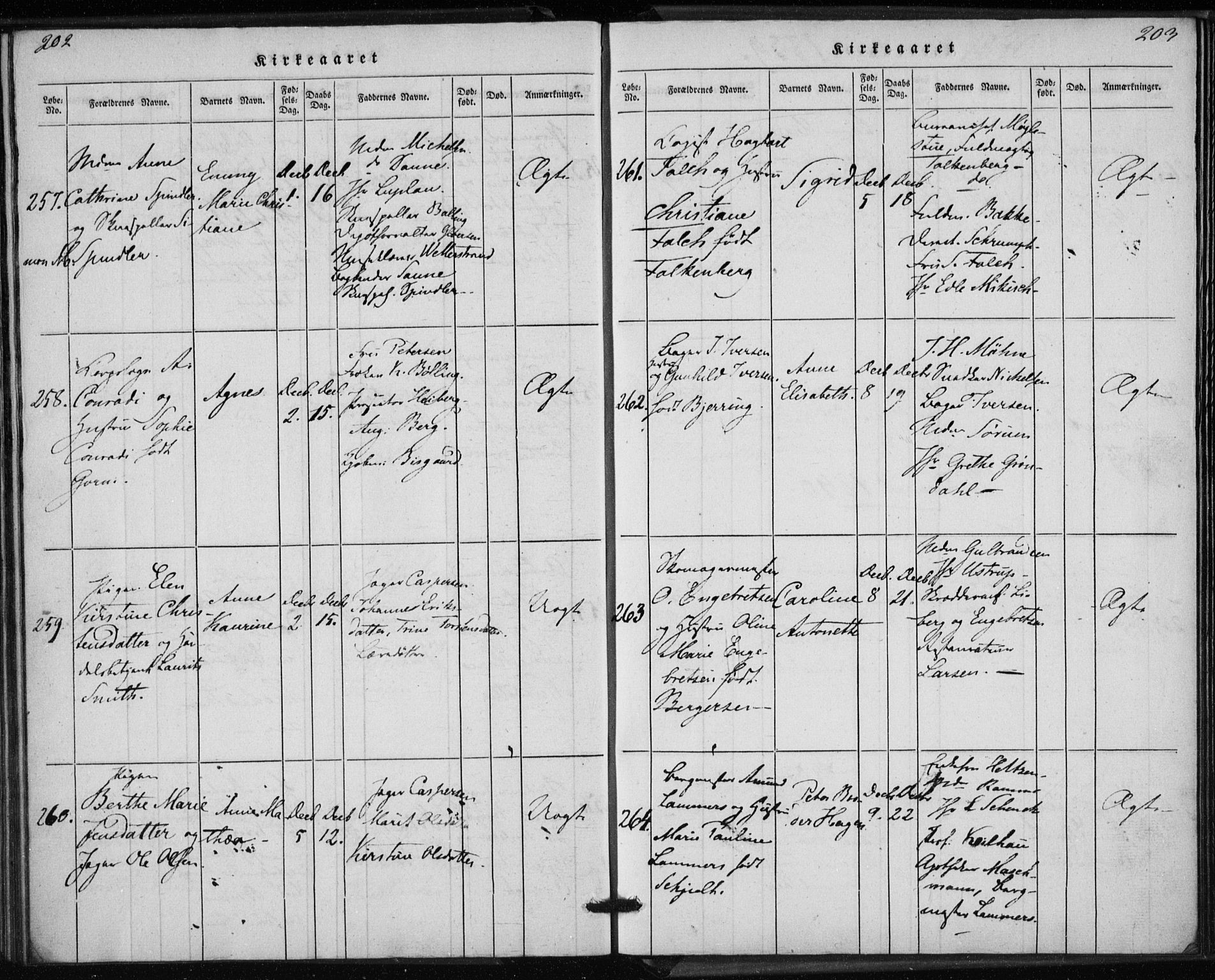 Rikshospitalet prestekontor Kirkebøker, SAO/A-10309b/K/L0001/0001: Baptism register no. 1.1, 1834-1842, p. 202-203