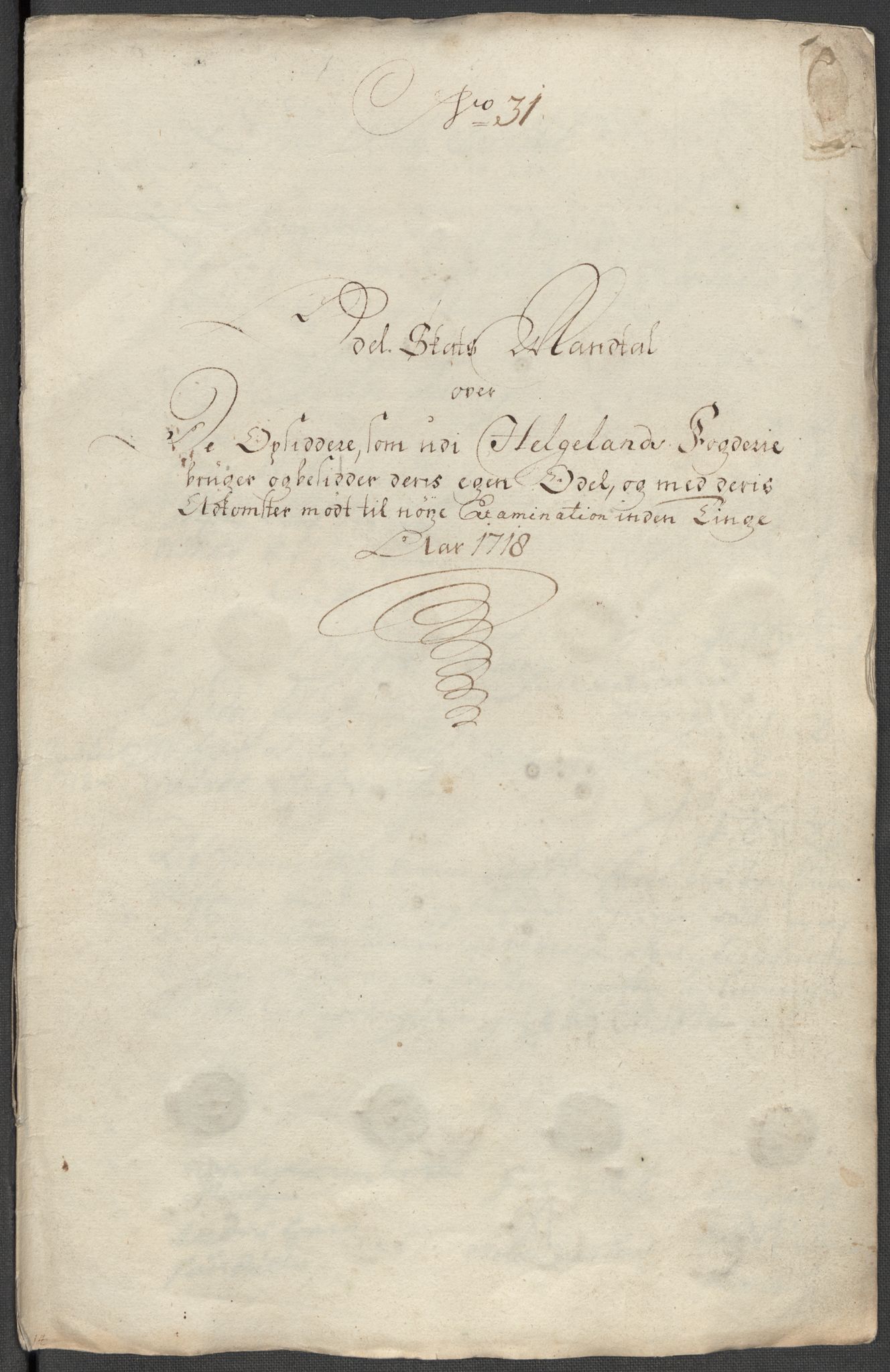 Rentekammeret inntil 1814, Reviderte regnskaper, Fogderegnskap, AV/RA-EA-4092/R65/L4516: Fogderegnskap Helgeland, 1718, p. 240