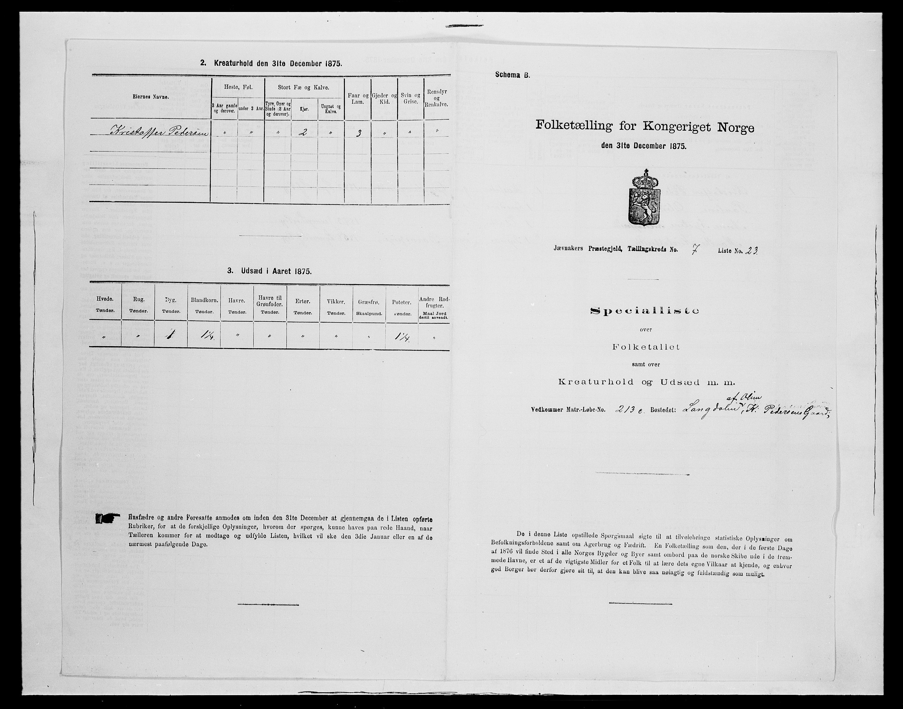 SAH, 1875 census for 0532P Jevnaker, 1875, p. 1201