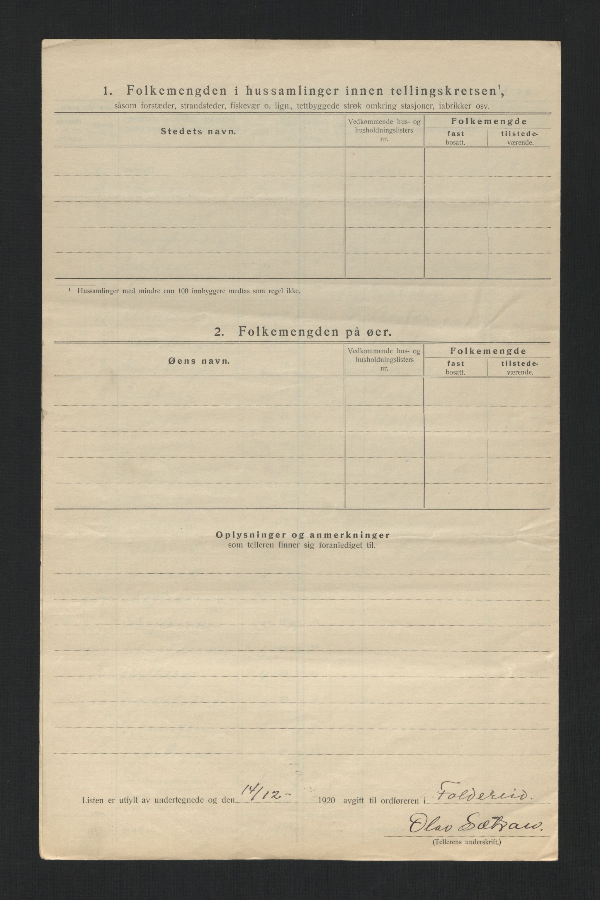 SAT, 1920 census for Foldereid, 1920, p. 12