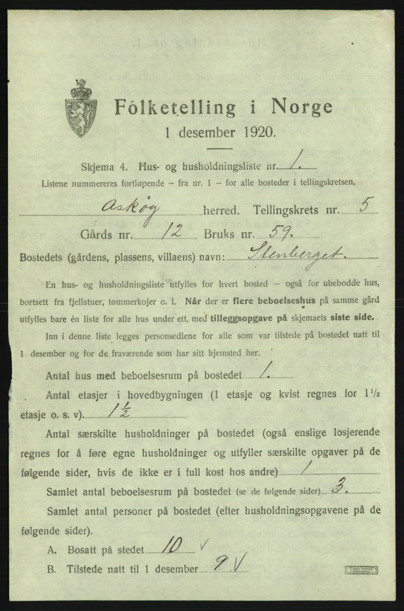 SAB, 1920 census for Askøy, 1920, p. 2068