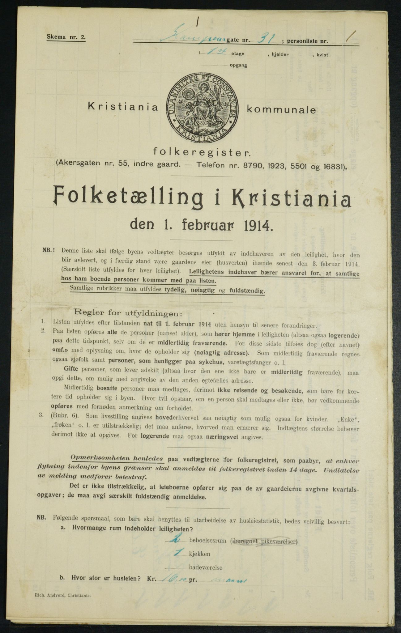 OBA, Municipal Census 1914 for Kristiania, 1914, p. 47901