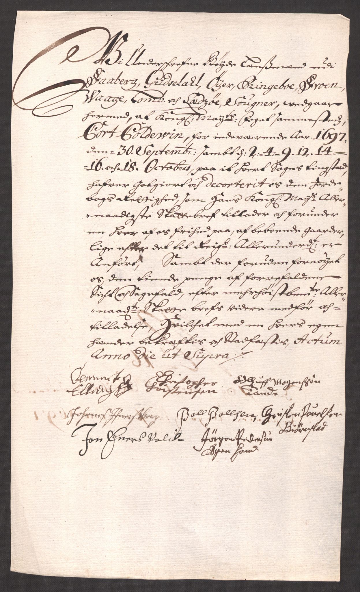 Rentekammeret inntil 1814, Reviderte regnskaper, Fogderegnskap, RA/EA-4092/R17/L1170: Fogderegnskap Gudbrandsdal, 1696-1697, p. 323