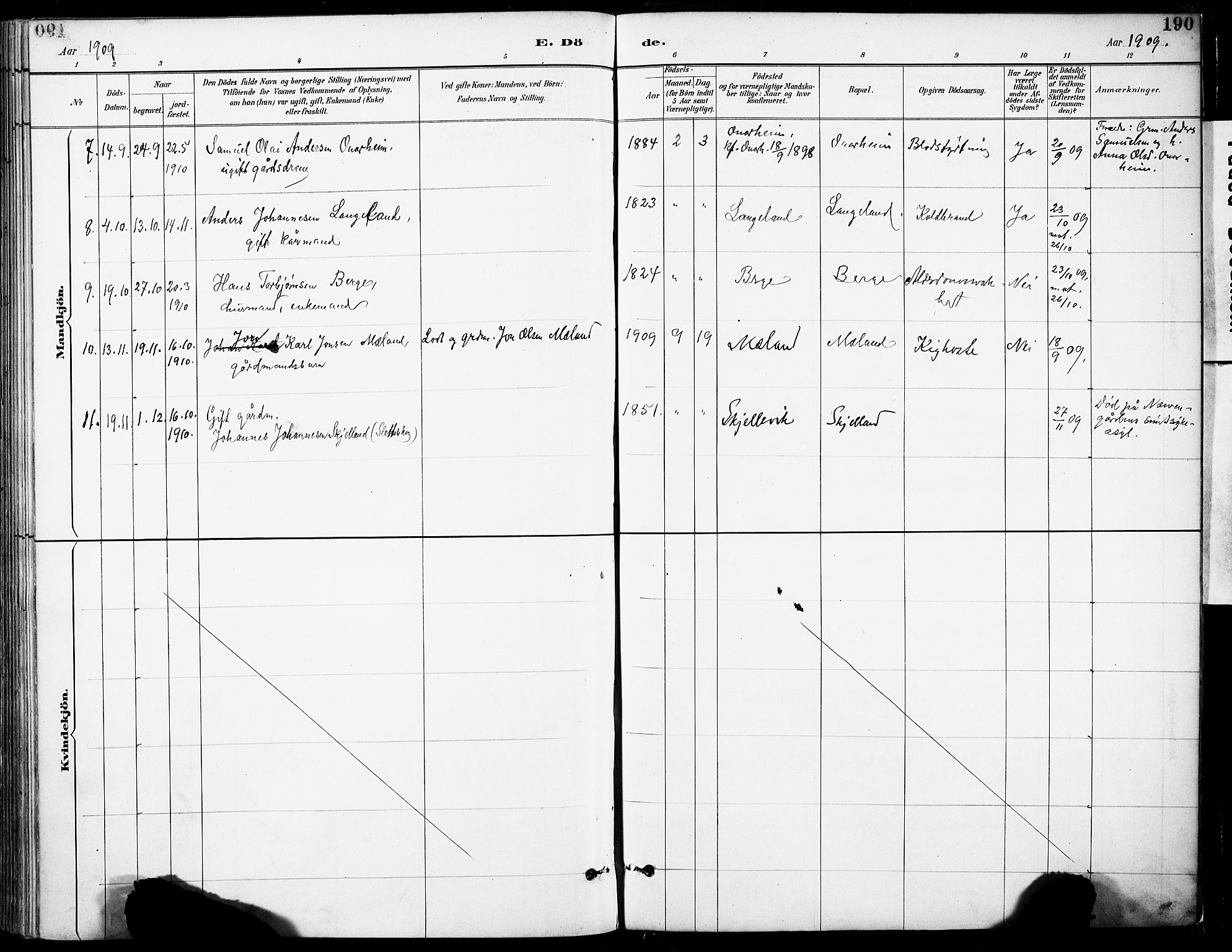 Tysnes sokneprestembete, SAB/A-78601/H/Haa: Parish register (official) no. C 1, 1887-1912, p. 190