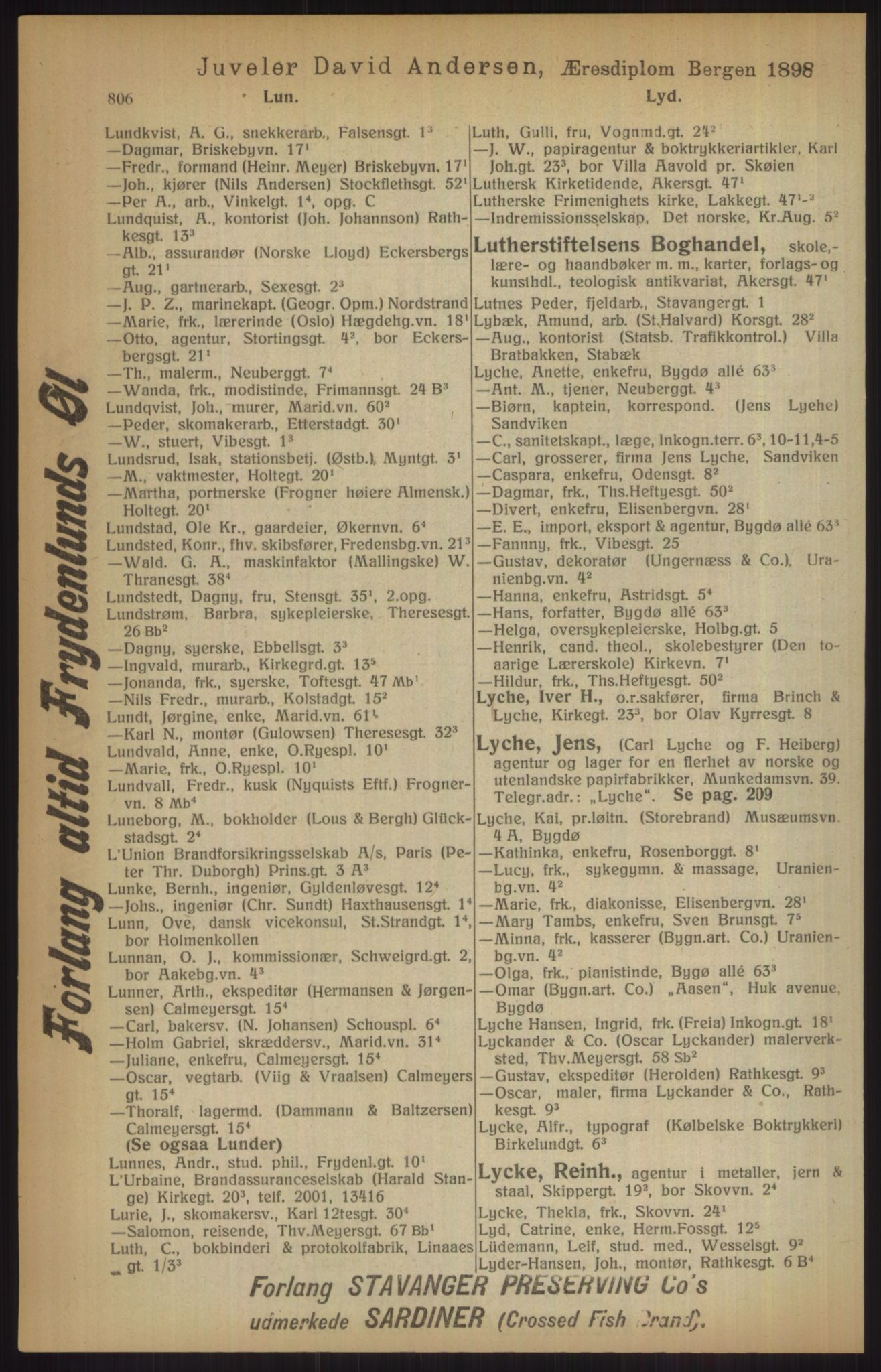 Kristiania/Oslo adressebok, PUBL/-, 1915, p. 806