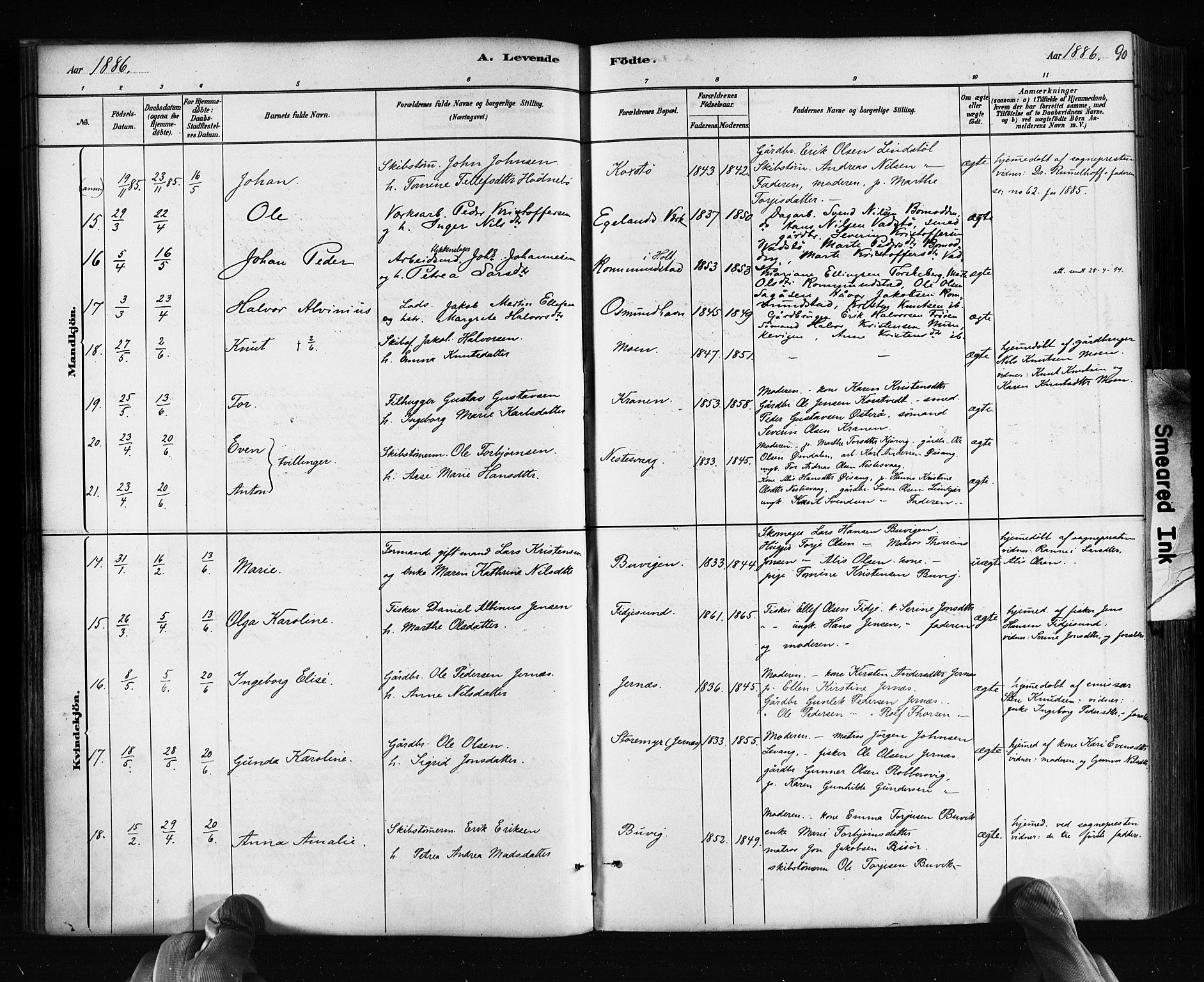 Søndeled sokneprestkontor, AV/SAK-1111-0038/F/Fa/L0004: Parish register (official) no. A 4, 1880-1889, p. 90