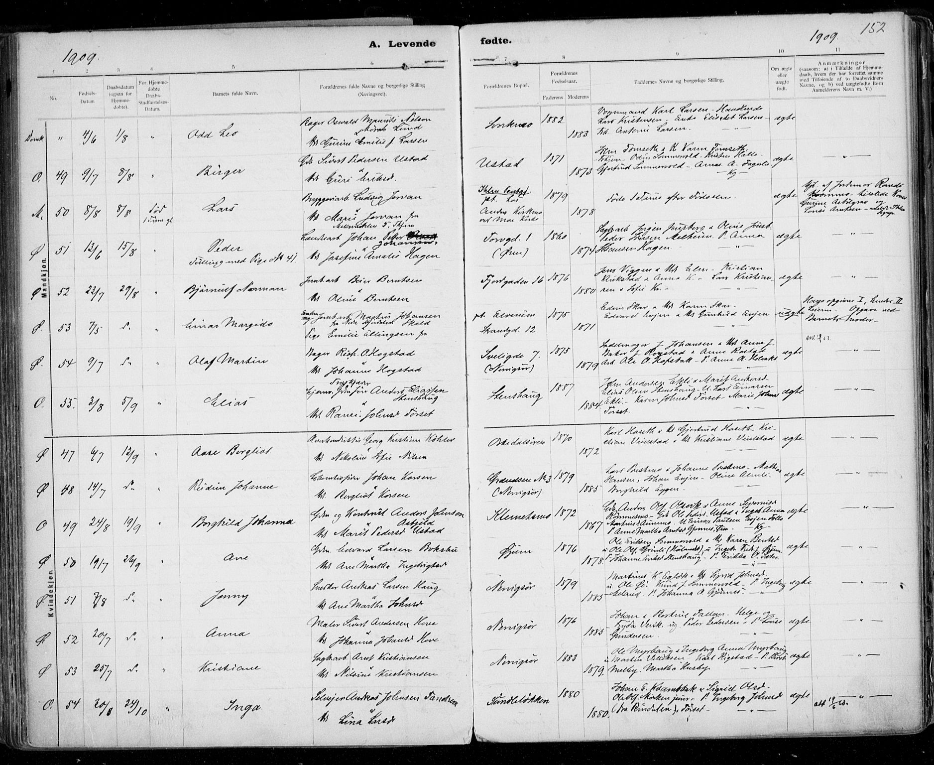 Ministerialprotokoller, klokkerbøker og fødselsregistre - Sør-Trøndelag, AV/SAT-A-1456/668/L0811: Parish register (official) no. 668A11, 1894-1913, p. 152