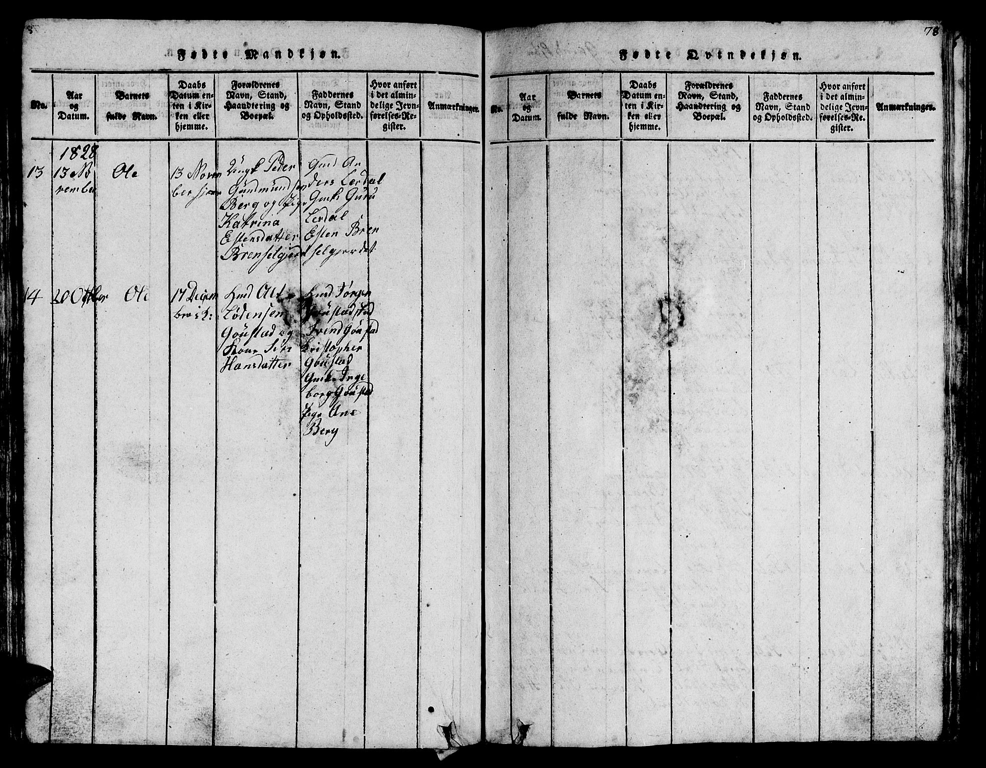 Ministerialprotokoller, klokkerbøker og fødselsregistre - Sør-Trøndelag, SAT/A-1456/612/L0385: Parish register (copy) no. 612C01, 1816-1845, p. 78