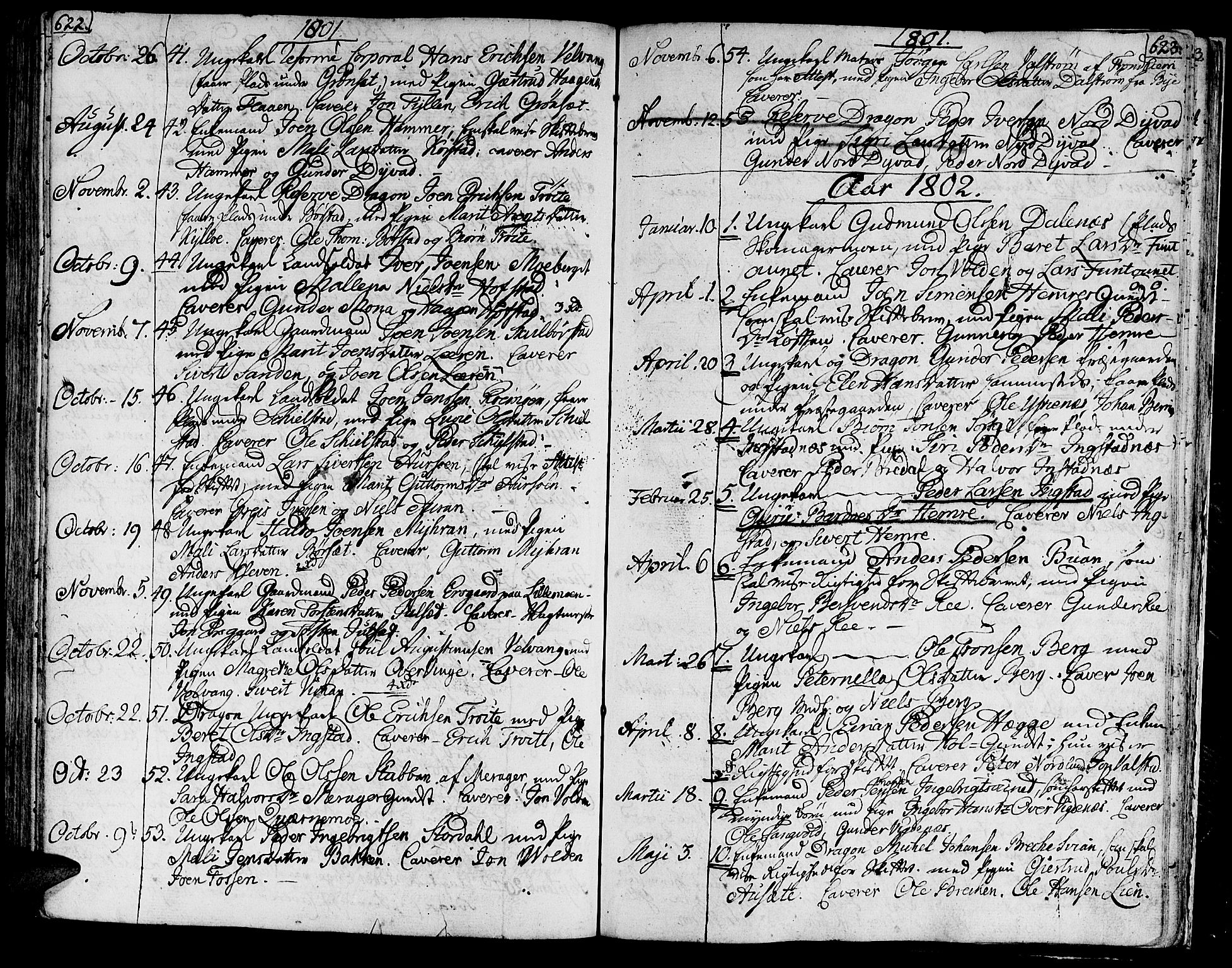Ministerialprotokoller, klokkerbøker og fødselsregistre - Nord-Trøndelag, AV/SAT-A-1458/709/L0060: Parish register (official) no. 709A07, 1797-1815, p. 622-623