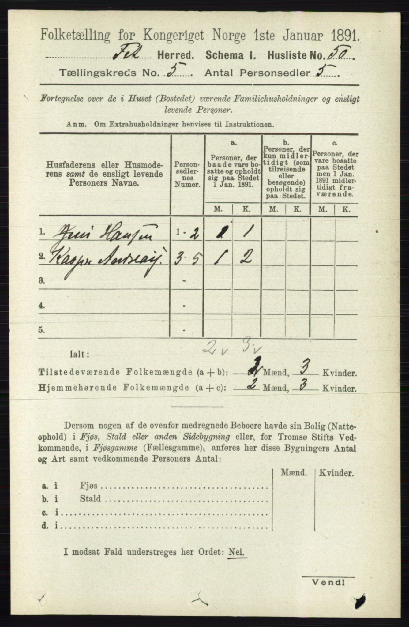 RA, 1891 census for 0227 Fet, 1891, p. 1587