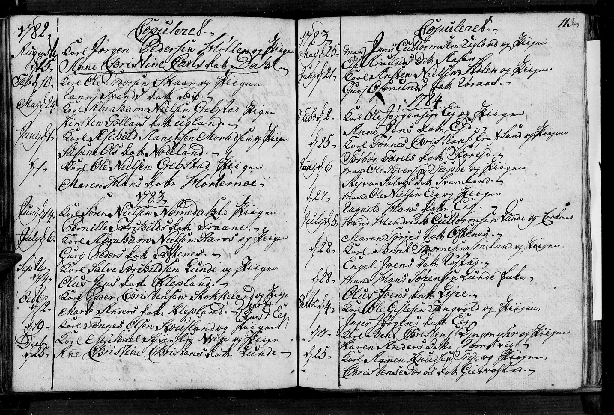 Søgne sokneprestkontor, SAK/1111-0037/F/Fa/Fab/L0004: Parish register (official) no. A 4, 1770-1822, p. 112-113