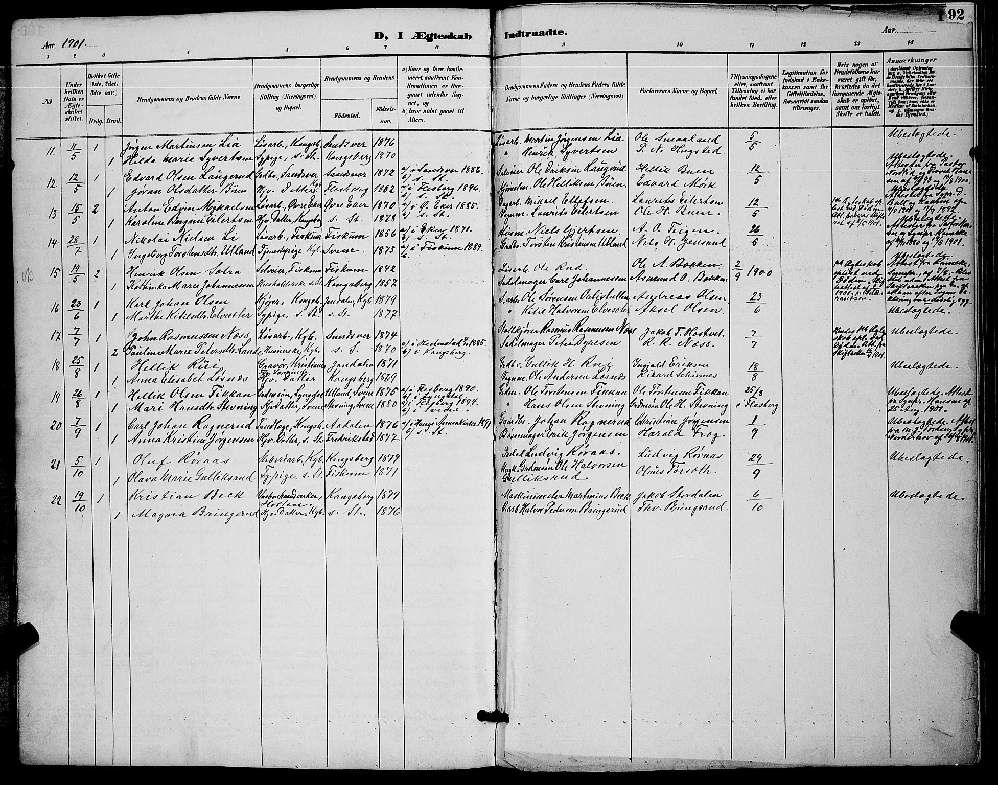Kongsberg kirkebøker, AV/SAKO-A-22/G/Ga/L0006: Parish register (copy) no. 6, 1890-1901, p. 191