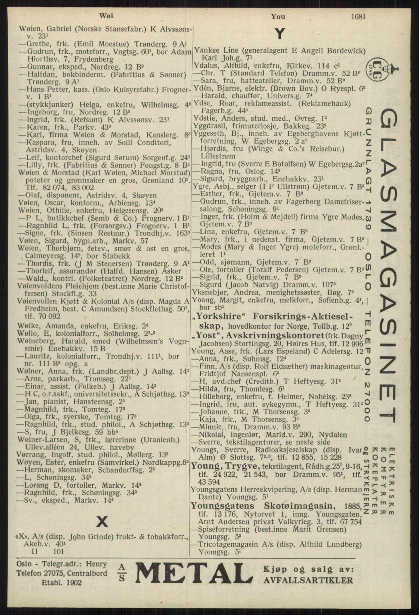 Kristiania/Oslo adressebok, PUBL/-, 1939, p. 1681