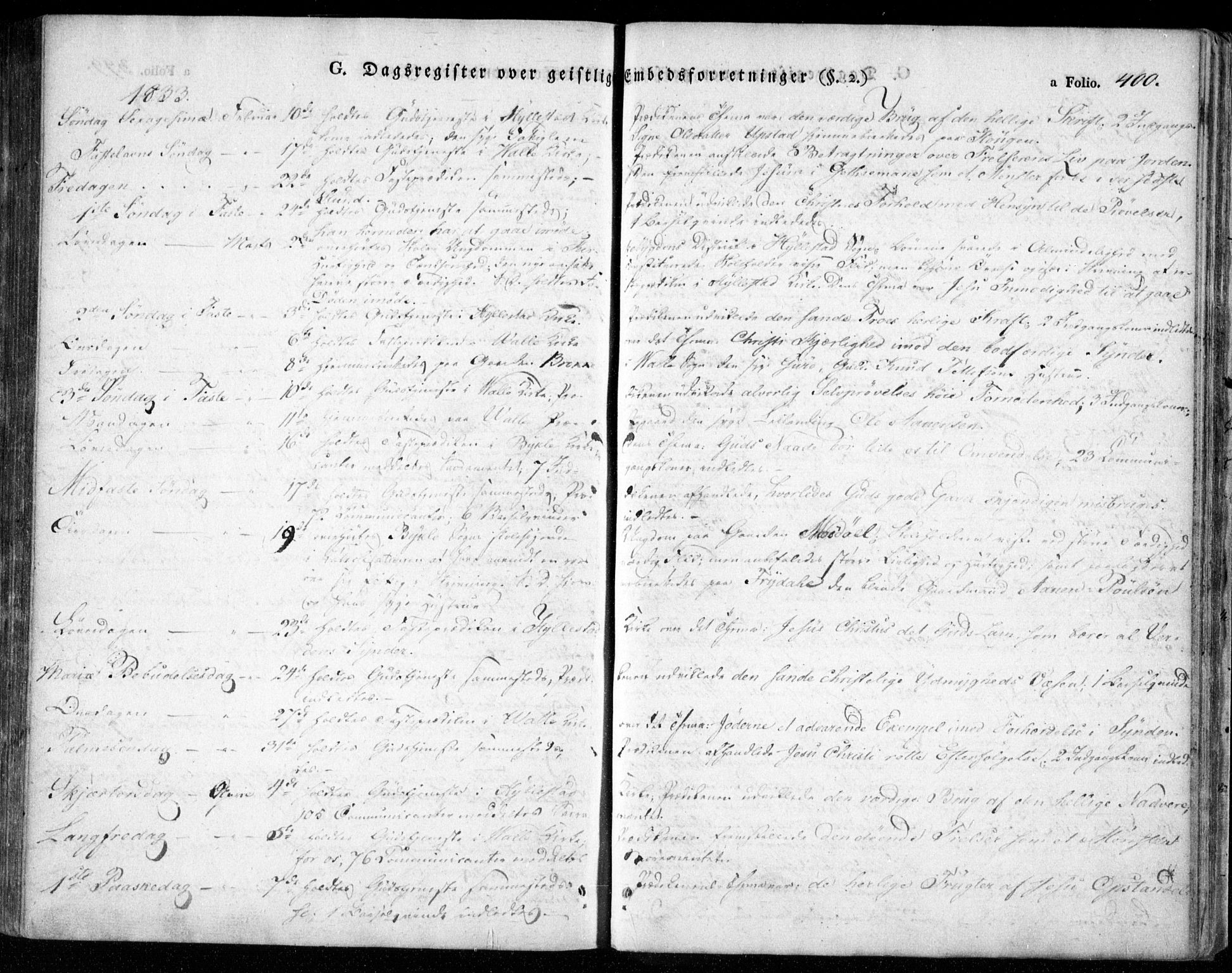 Valle sokneprestkontor, AV/SAK-1111-0044/F/Fa/Fac/L0006: Parish register (official) no. A 6, 1831-1853, p. 400