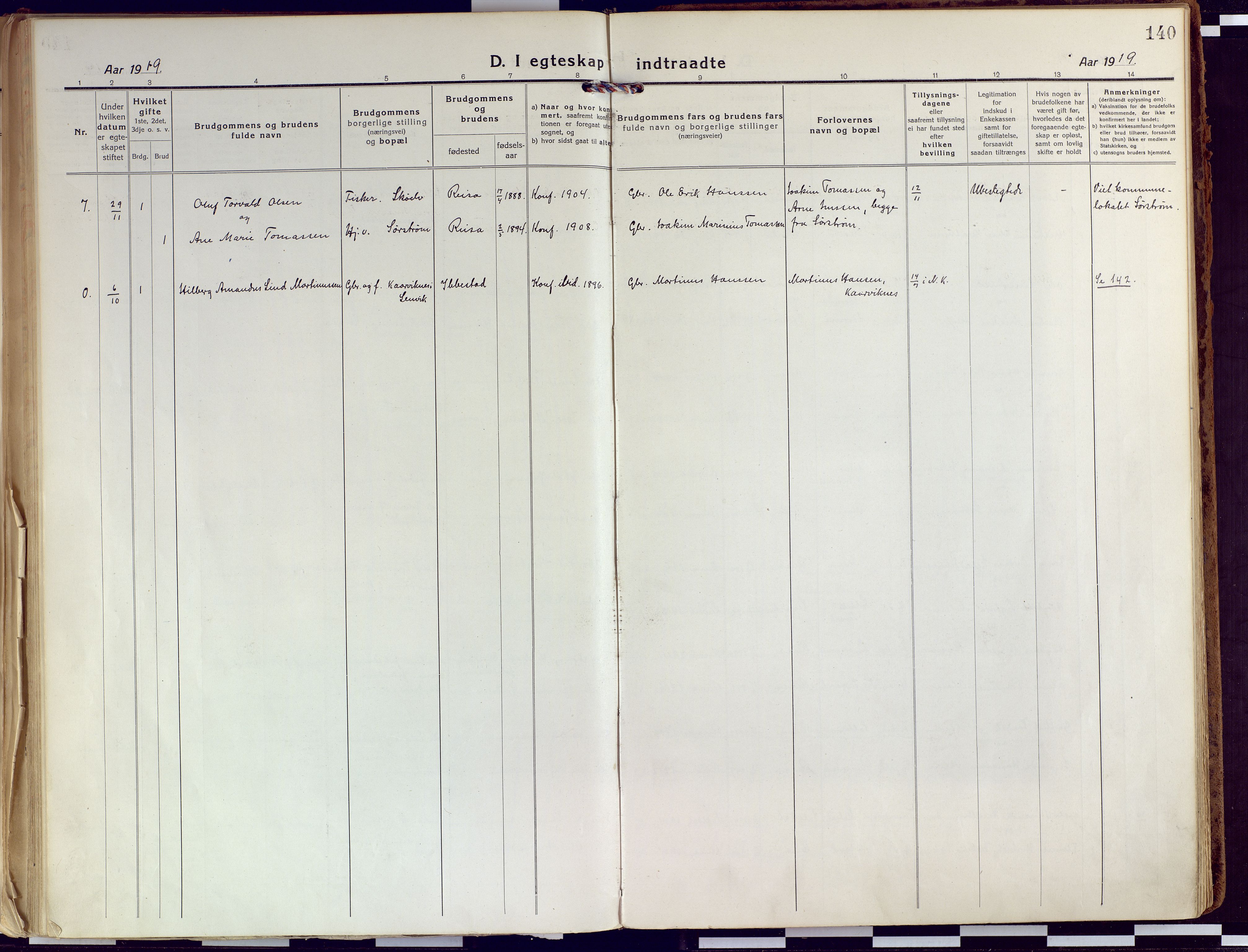 Tranøy sokneprestkontor, SATØ/S-1313/I/Ia/Iaa/L0015kirke: Parish register (official) no. 15, 1919-1928, p. 140