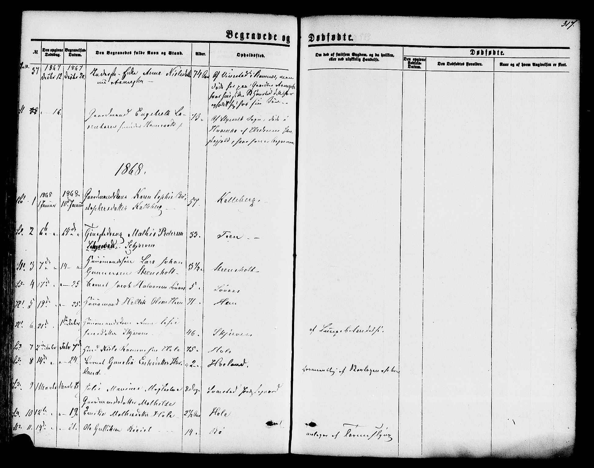 Lardal kirkebøker, AV/SAKO-A-350/F/Fa/L0007: Parish register (official) no. I 7, 1861-1880, p. 317