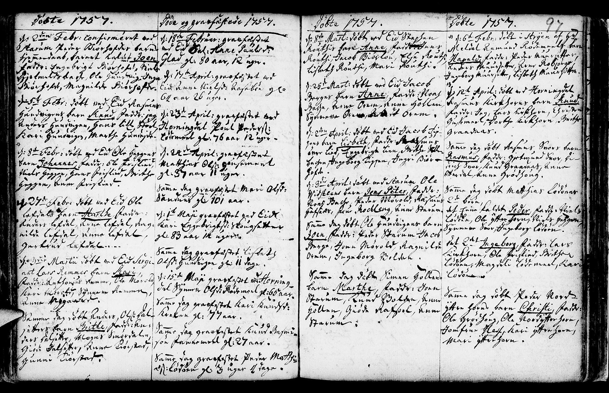 Eid sokneprestembete, SAB/A-82301/H/Haa/Haaa/L0002: Parish register (official) no. A 2, 1741-1769, p. 97