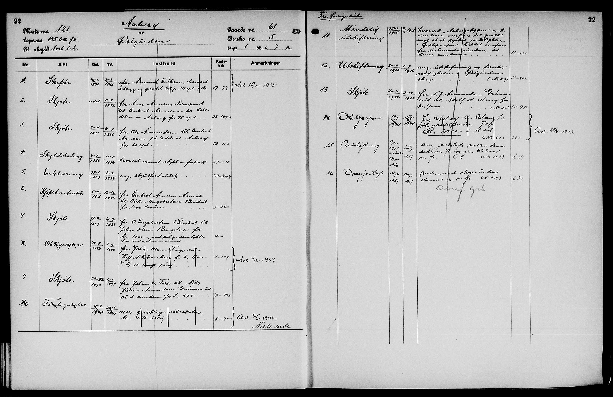 Vinger og Odal sorenskriveri, SAH/TING-022/H/Ha/Hac/Hacc/L0010: Mortgage register no. 3.10, 1923, p. 22