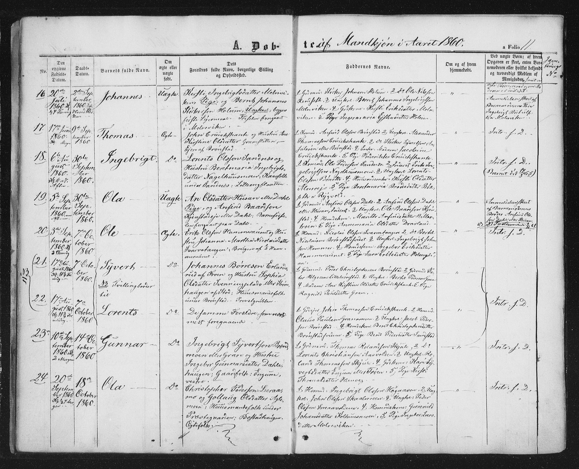 Ministerialprotokoller, klokkerbøker og fødselsregistre - Nord-Trøndelag, SAT/A-1458/749/L0472: Parish register (official) no. 749A06, 1857-1873, p. 11