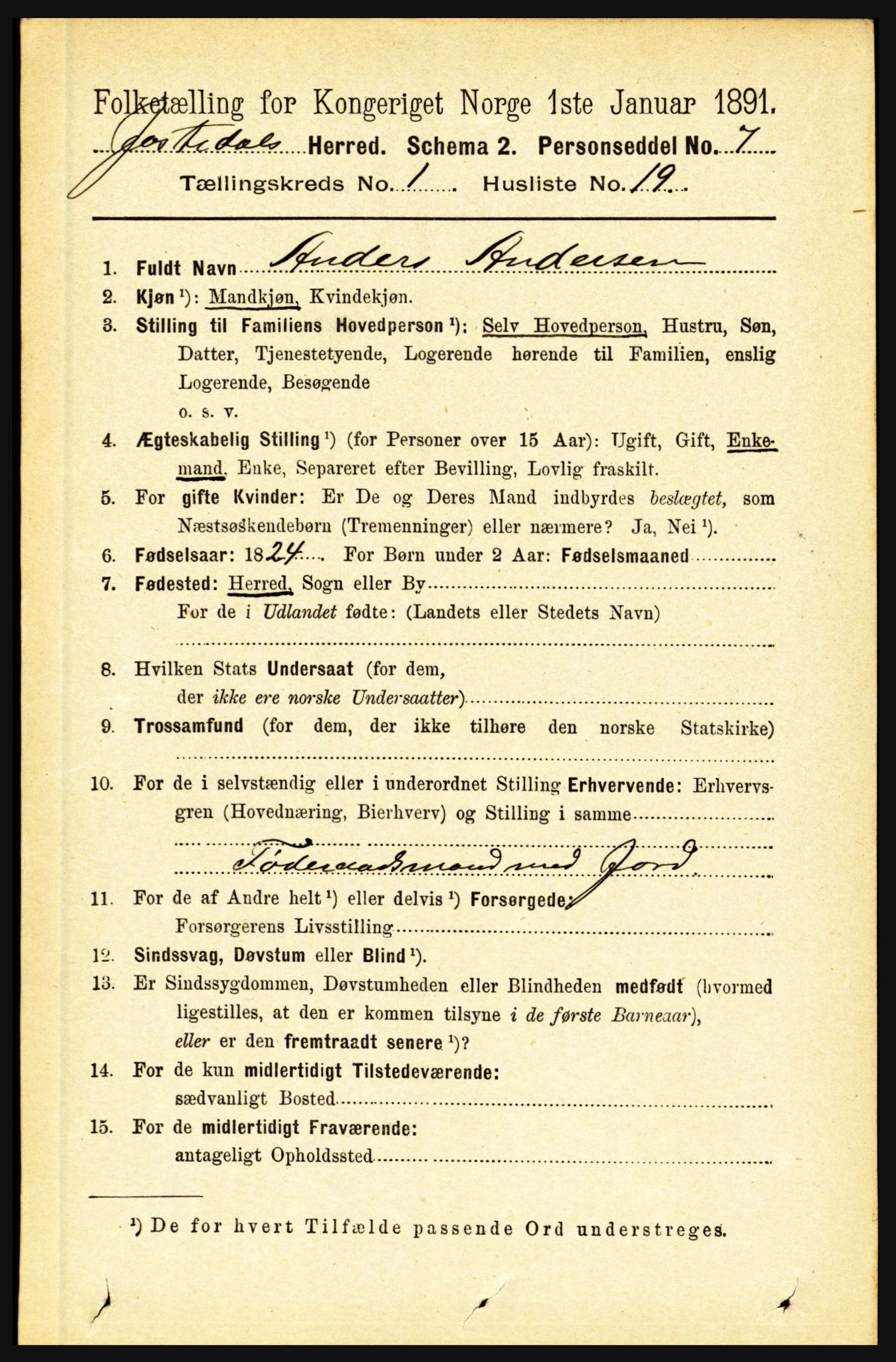 RA, 1891 census for 1427 Jostedal, 1891, p. 202