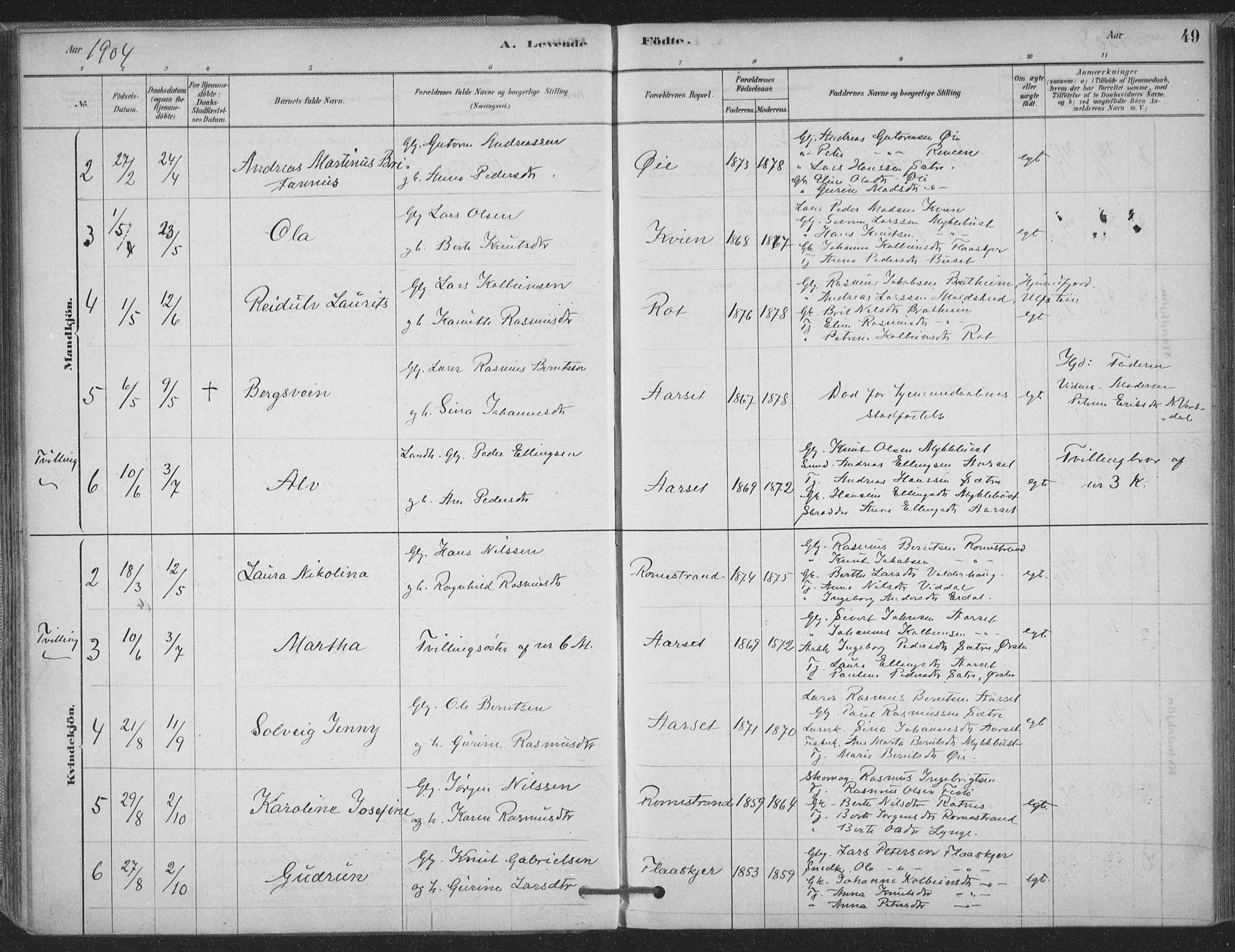 Ministerialprotokoller, klokkerbøker og fødselsregistre - Møre og Romsdal, AV/SAT-A-1454/514/L0199: Parish register (official) no. 514A01, 1878-1912, p. 49