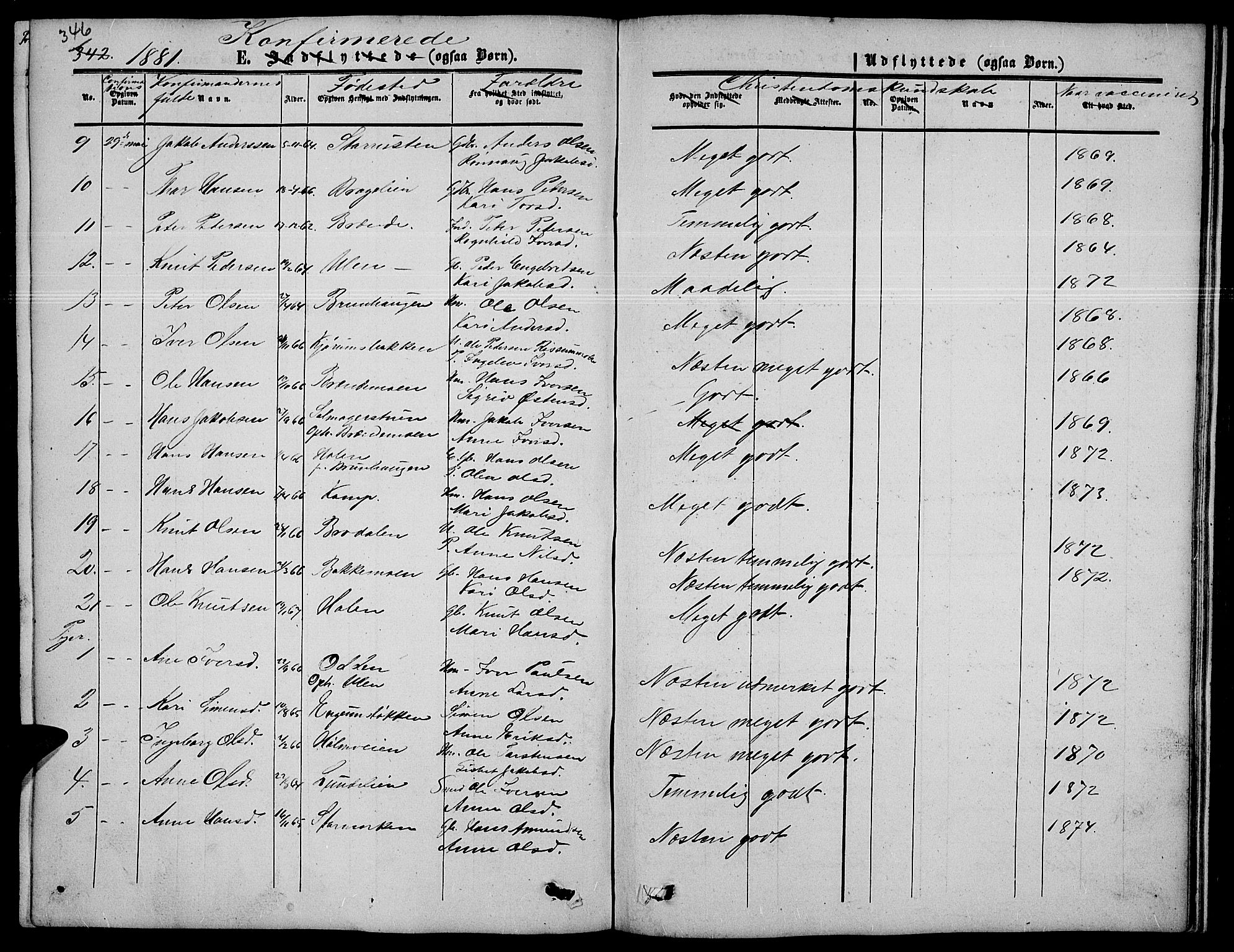 Nord-Fron prestekontor, SAH/PREST-080/H/Ha/Hab/L0003: Parish register (copy) no. 3, 1851-1886, p. 346